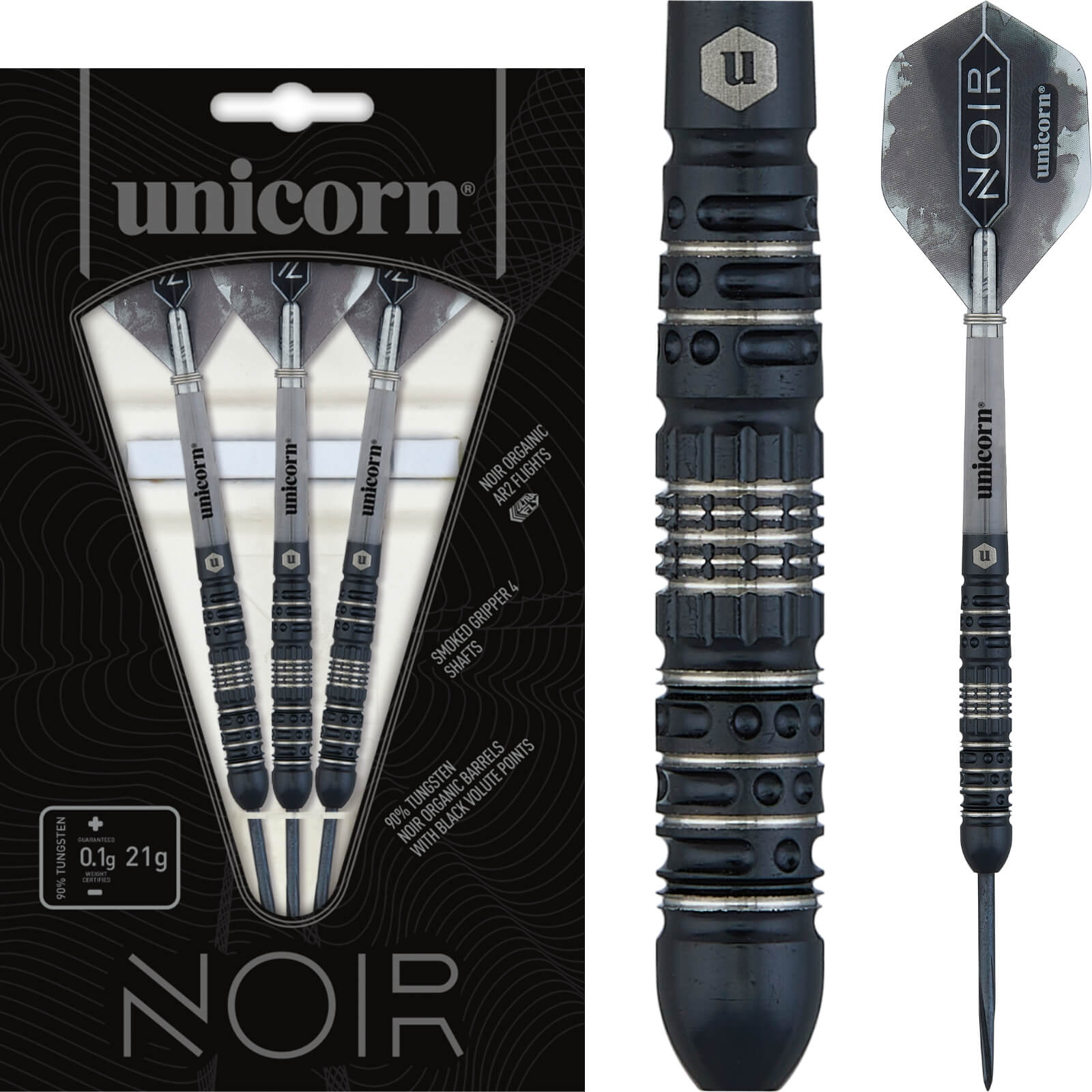 Darts - Unicorn - Noir Style 4 Darts - Steel Tip - 90% Tungsten - 21g 23g 25g 