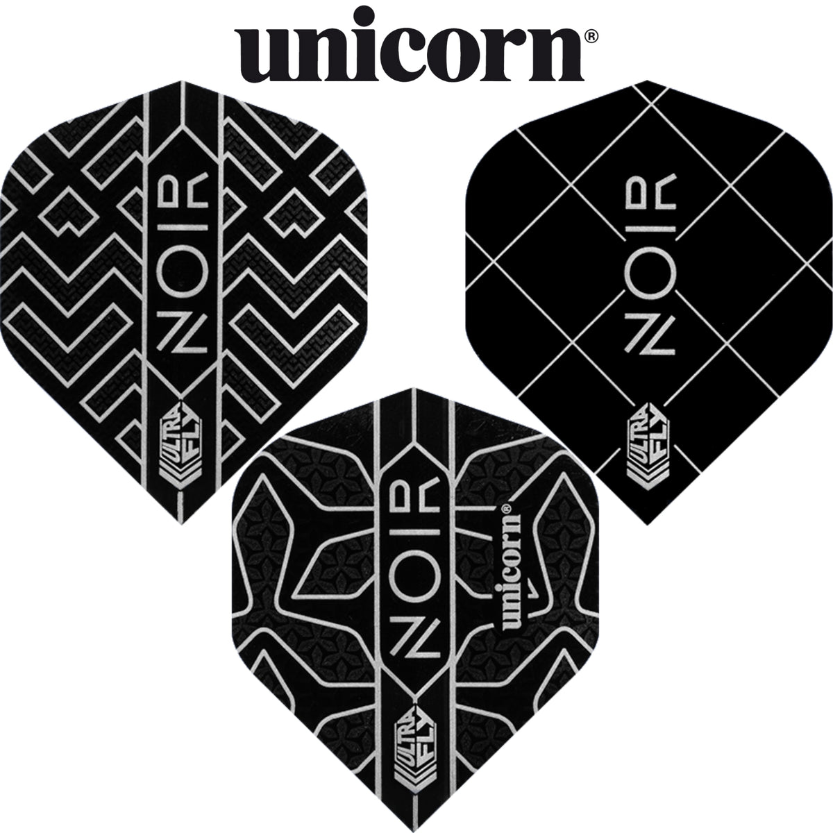 Dart Flights - Unicorn - Noir - Big Wing Dart Flights 
