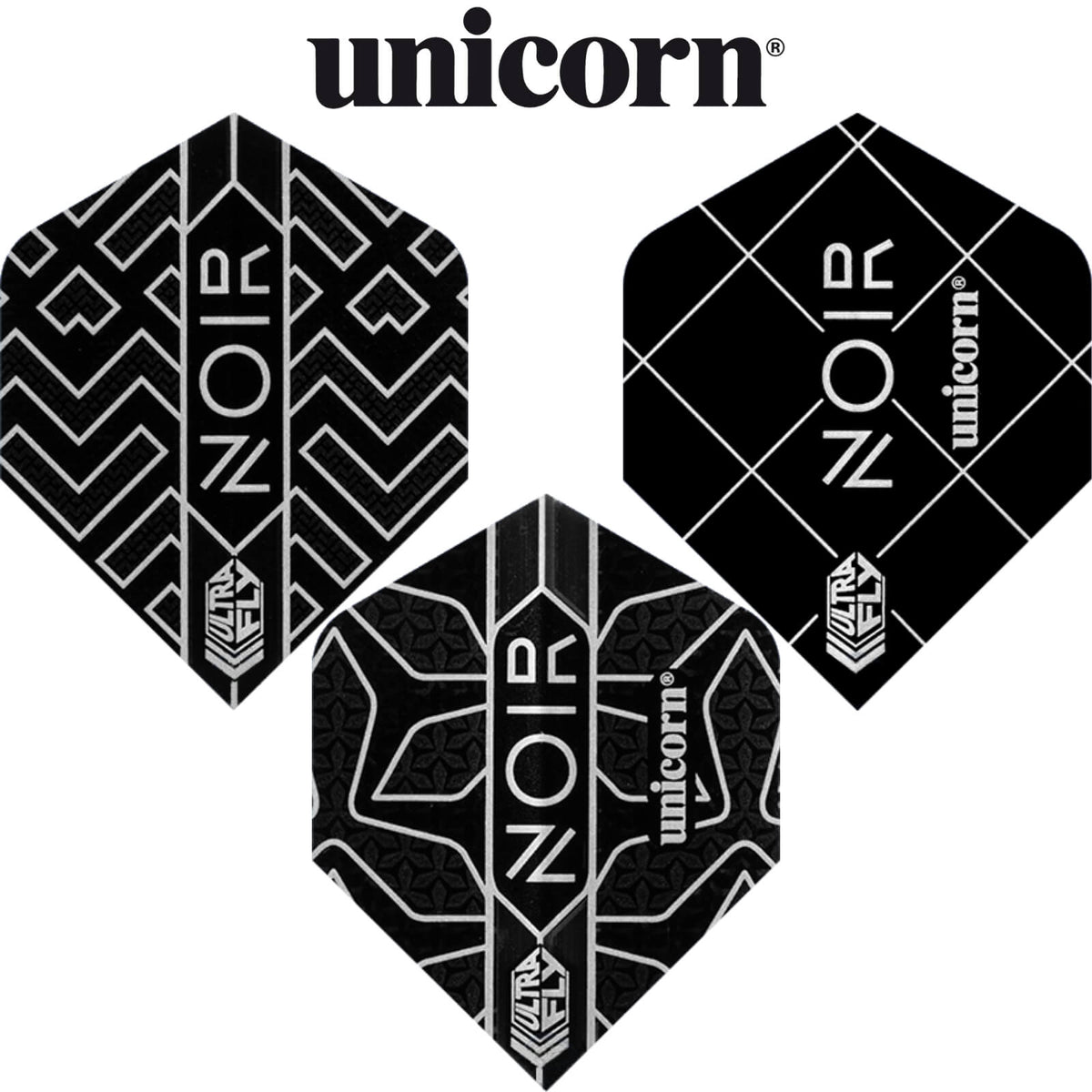 Dart Flights - Unicorn - Noir - Standard Dart Flights 