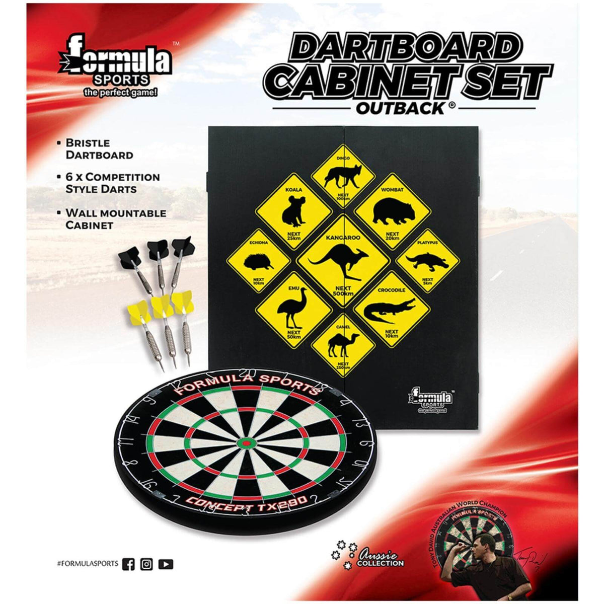Dartboards - Formula Sports - Outback Dartboard &amp; Cabinet Set 