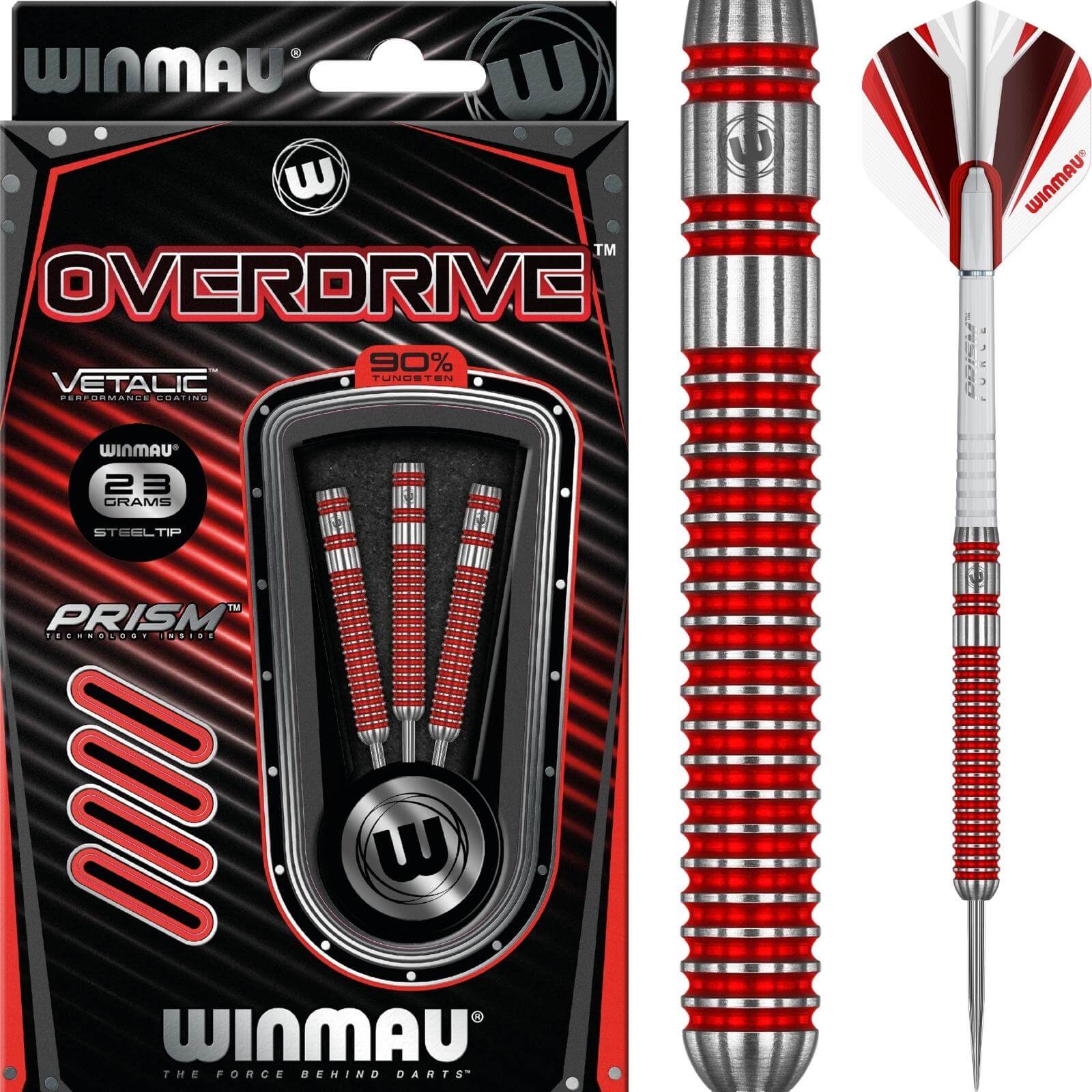 Darts - Winmau - Overdrive Darts - Steel Tip - 90% Tungsten - 22g 23g 24g 25g 