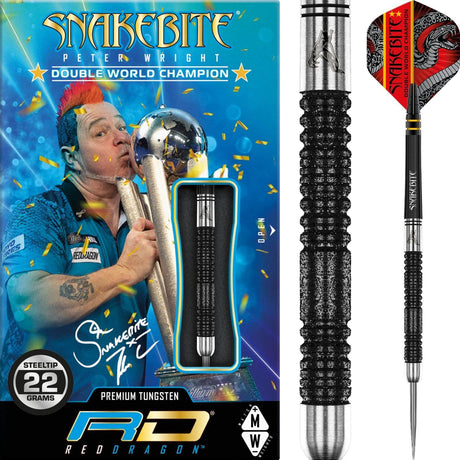 Red Dragon - Peter Wright Double World Champion Special Edition Darts - Black - 85% Tungsten - 20g 22g 24g -