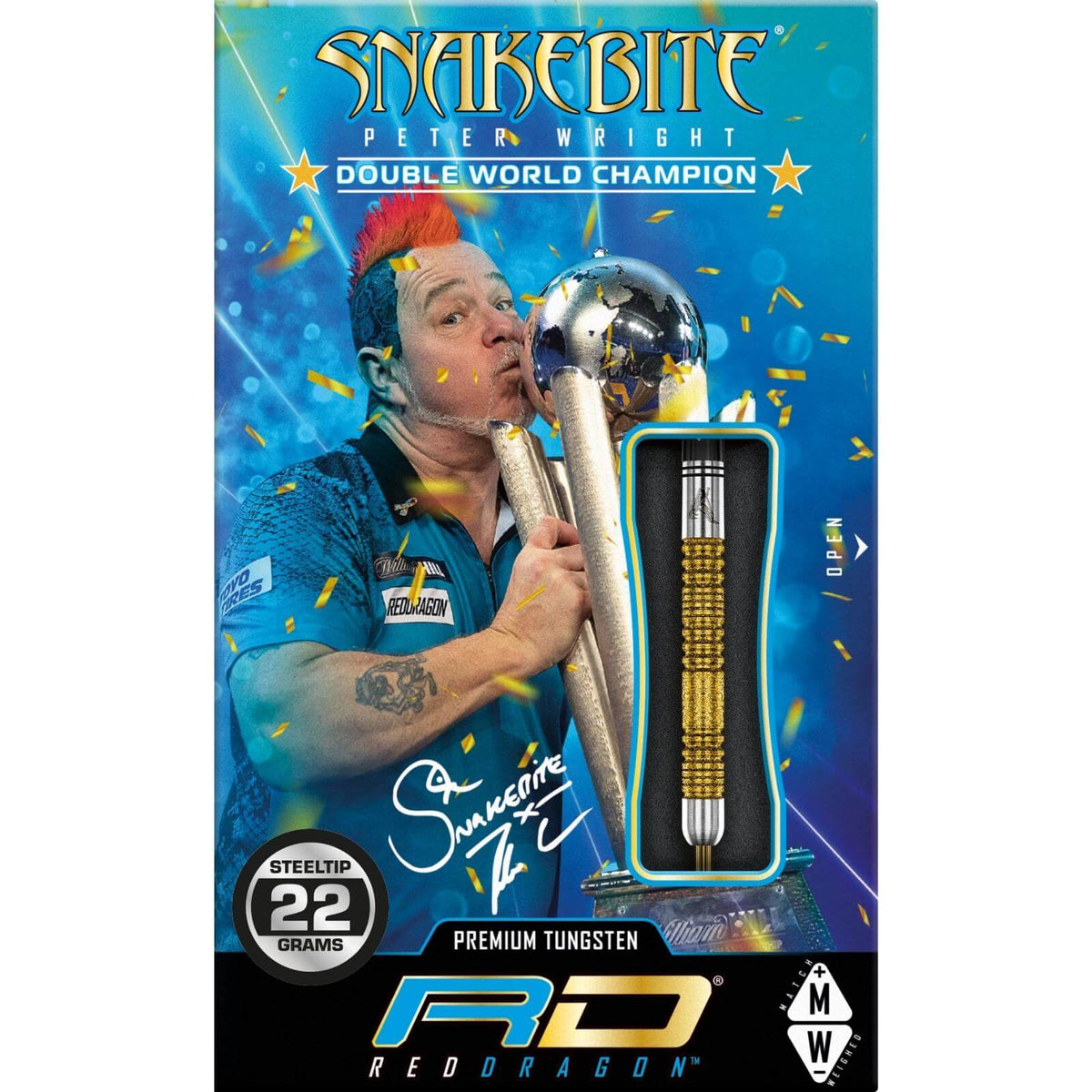 Darts - Red Dragon - Peter Wright Double World Champion Special Edition Darts - Gold - Steel Tip - 85% Tungsten - 20g 22g 24g 
