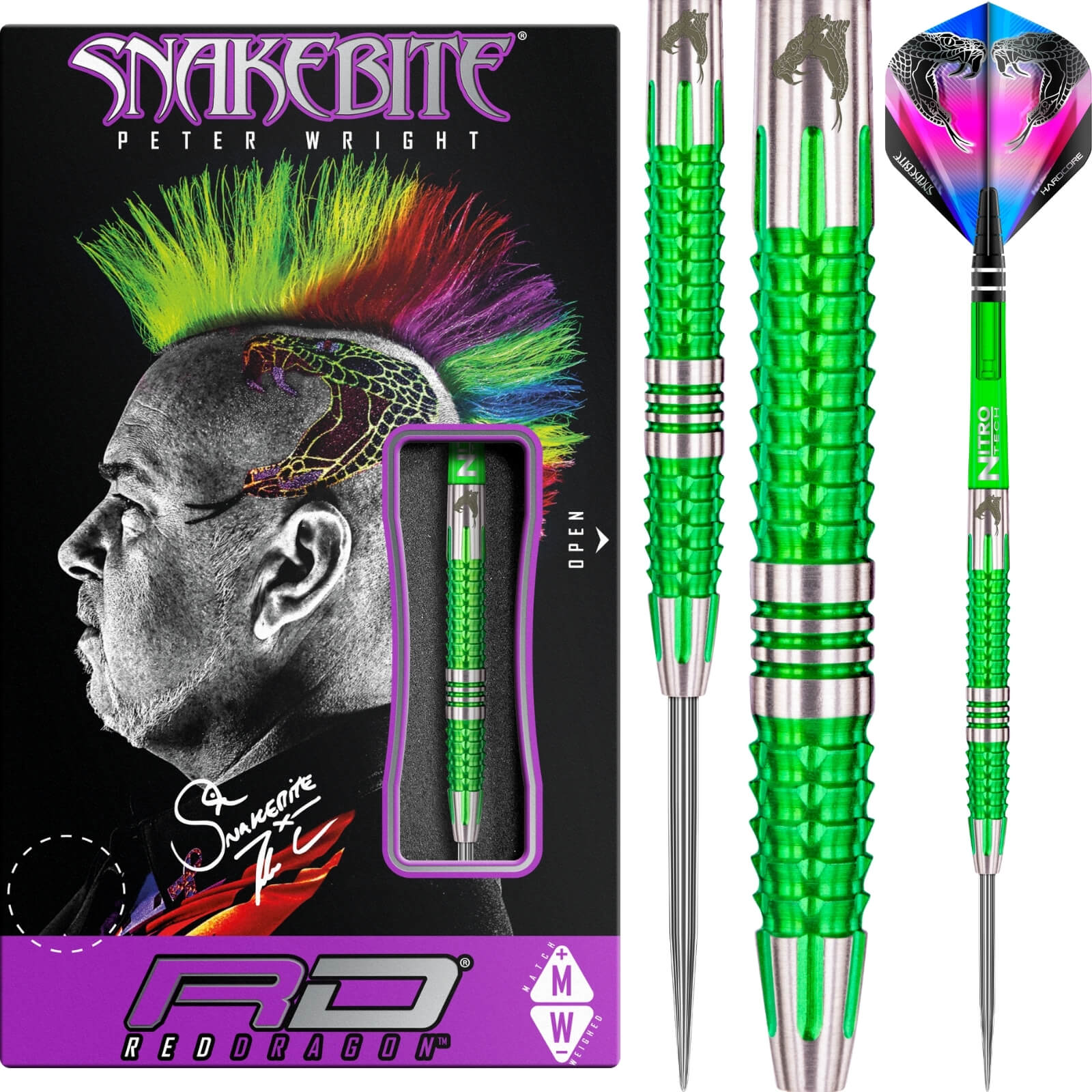 Darts - Red Dragon - Peter Wright Mamba 2 Darts - Steel Tip - 90% Tungsten - 22g 24g 