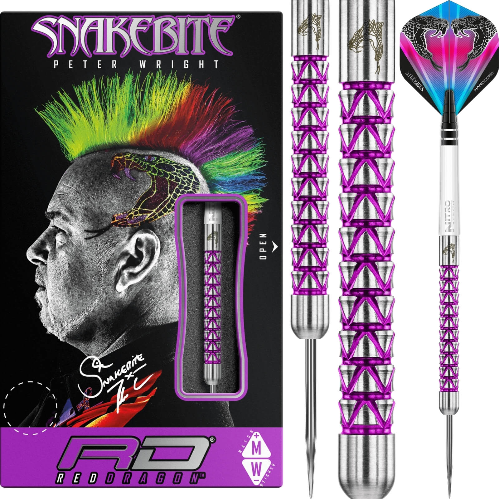 Darts - Red Dragon - Peter Wright Vyper Darts - Steel Tip - 90% Tungsten - 20g 22g 24g 