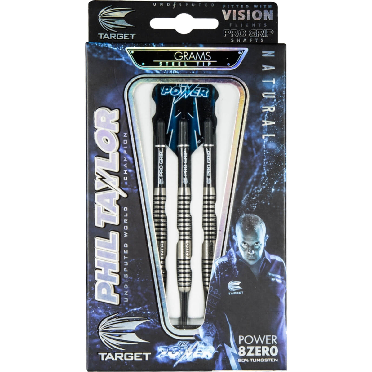 Darts - Target - Phil Taylor Power 8ZERO Darts - Steel Tip - 80% Tungsten - 21g 23g 24g 25g 26g 