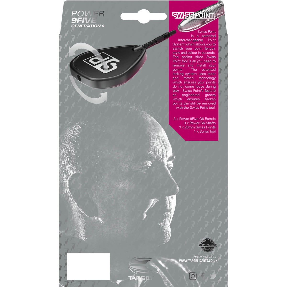 Darts - Target - Phil Taylor Gen 6 Darts - Swiss Point - Steel Tip - 95% Tungsten - 22g 24g 26g 