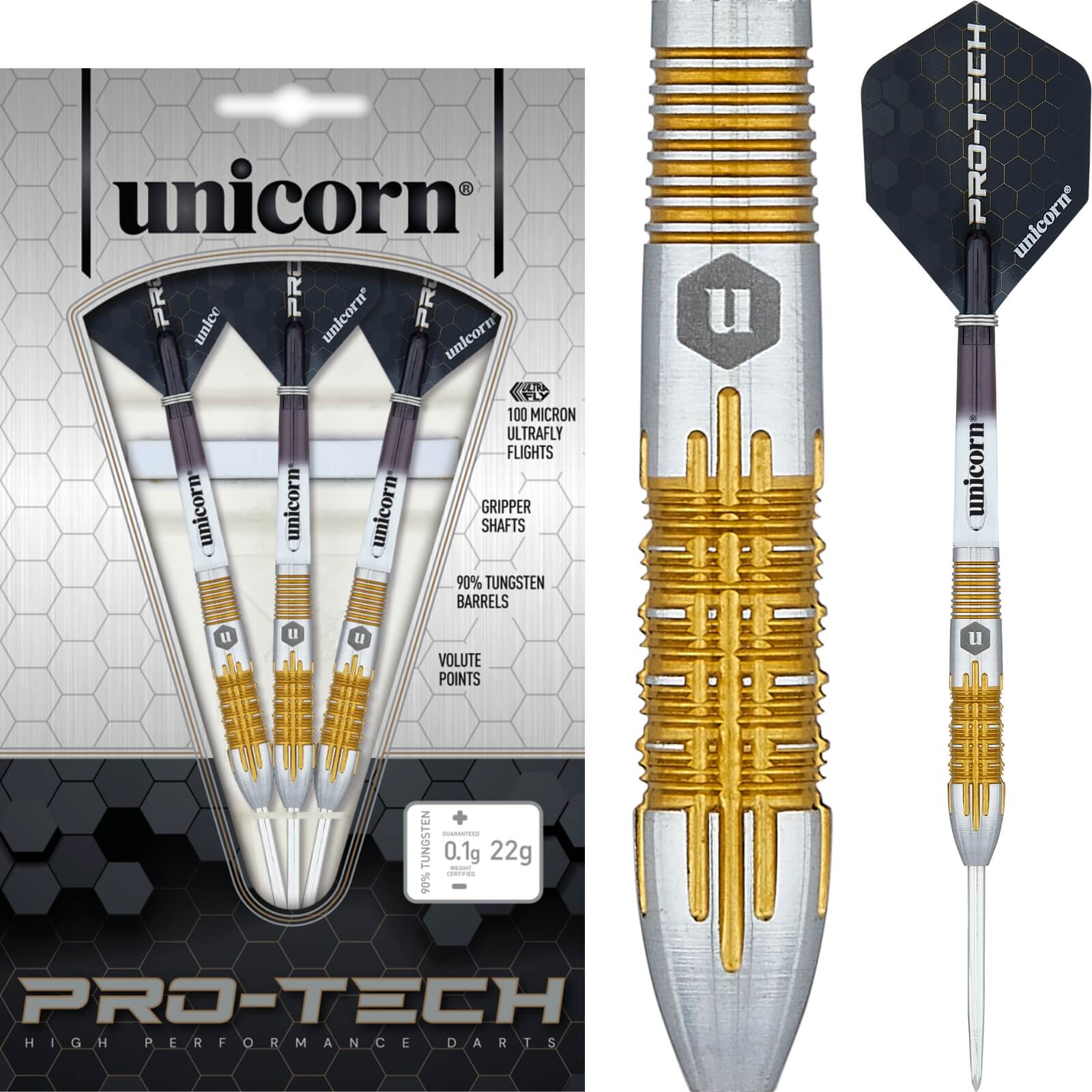 Darts - Unicorn - Pro-Tech Style 1 Darts - Steel Tip - 90% Tungsten - 20g 22g 24g 
