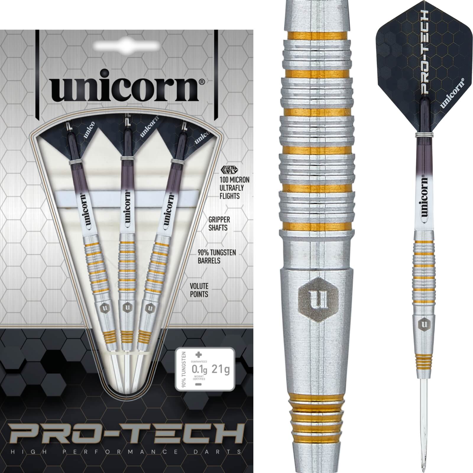 Darts - Unicorn - Pro-Tech Style 2 Darts - Steel Tip - 90% Tungsten - 21g 23g 25g 