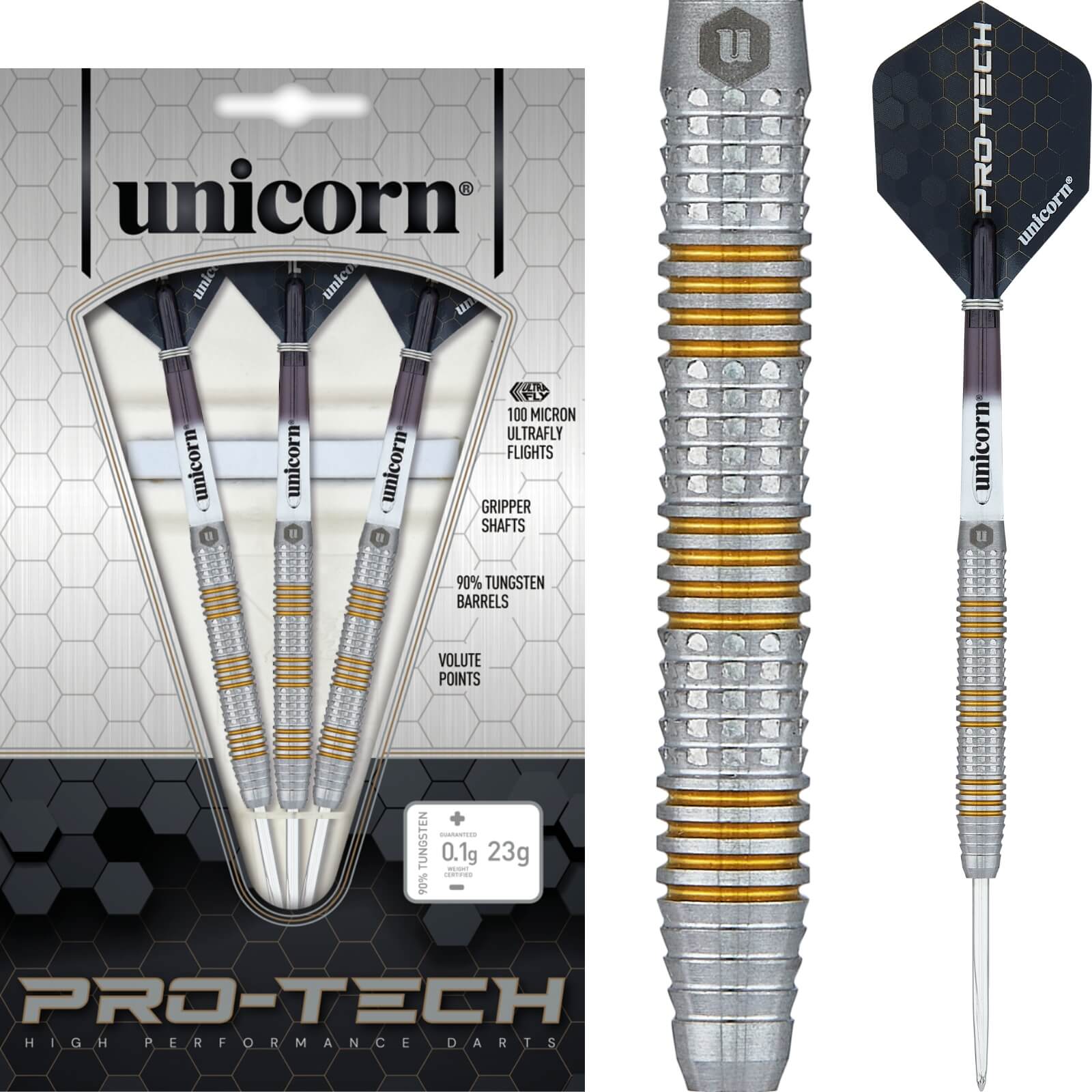 Darts - Unicorn - Pro-Tech Style 3 Darts - Steel Tip - 90% Tungsten - 21g 23g 25g 