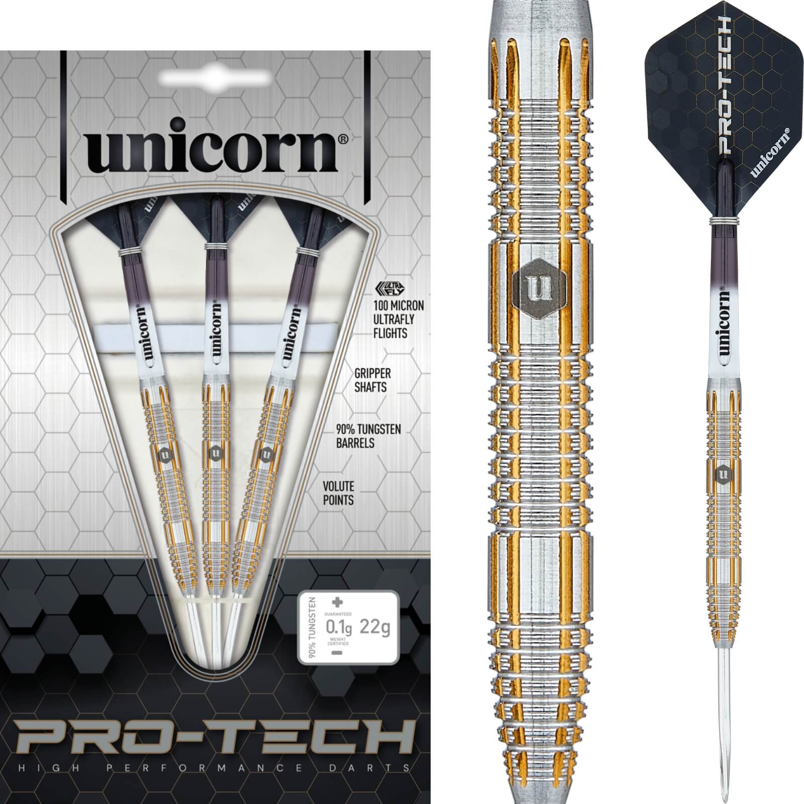 Darts - Unicorn - Pro-Tech Style 4 Darts - Steel Tip - 90% Tungsten - 20g 22g 24g 