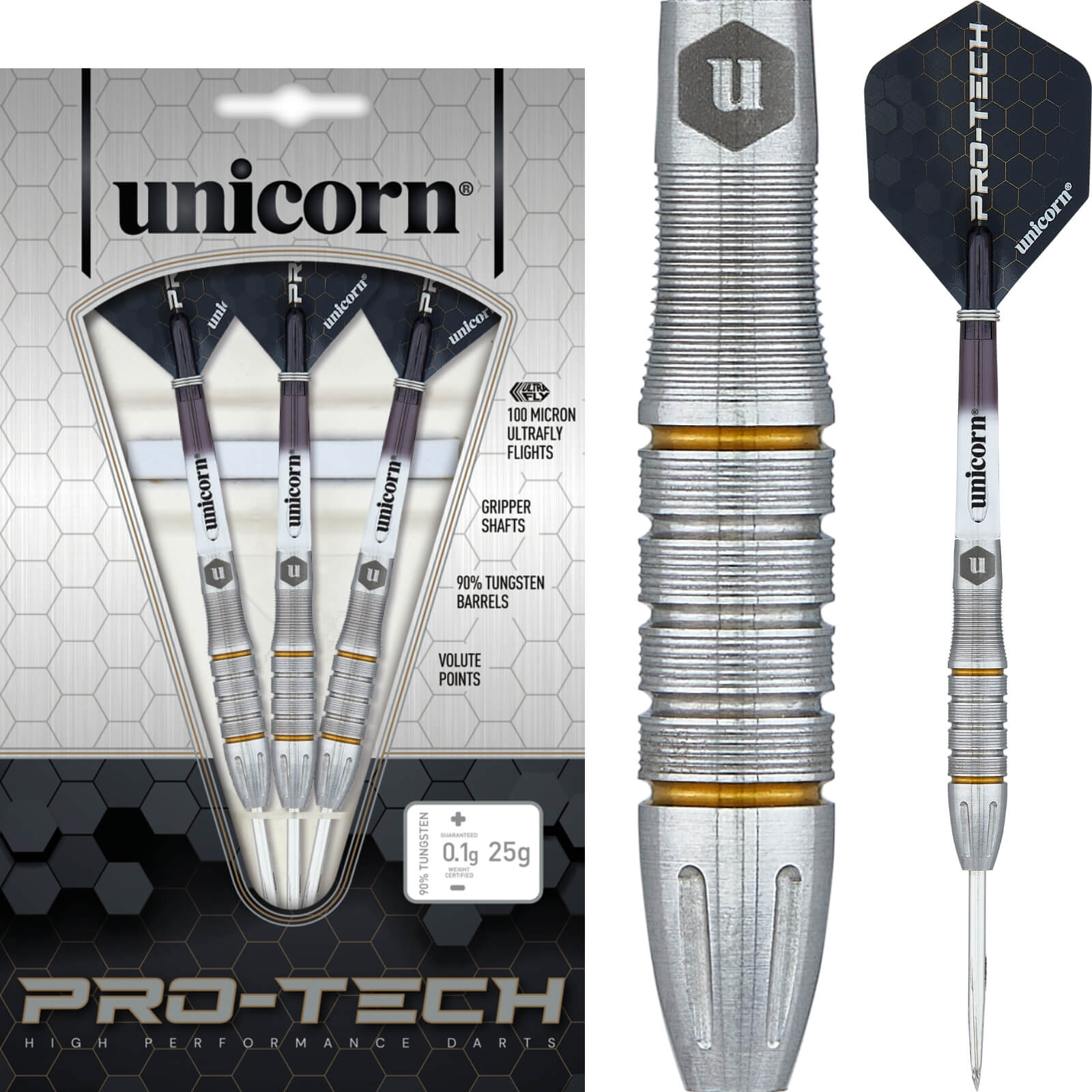 Darts - Unicorn - Pro-Tech Style 5 Darts - Steel Tip - 90% Tungsten - 23g 25g 27g 