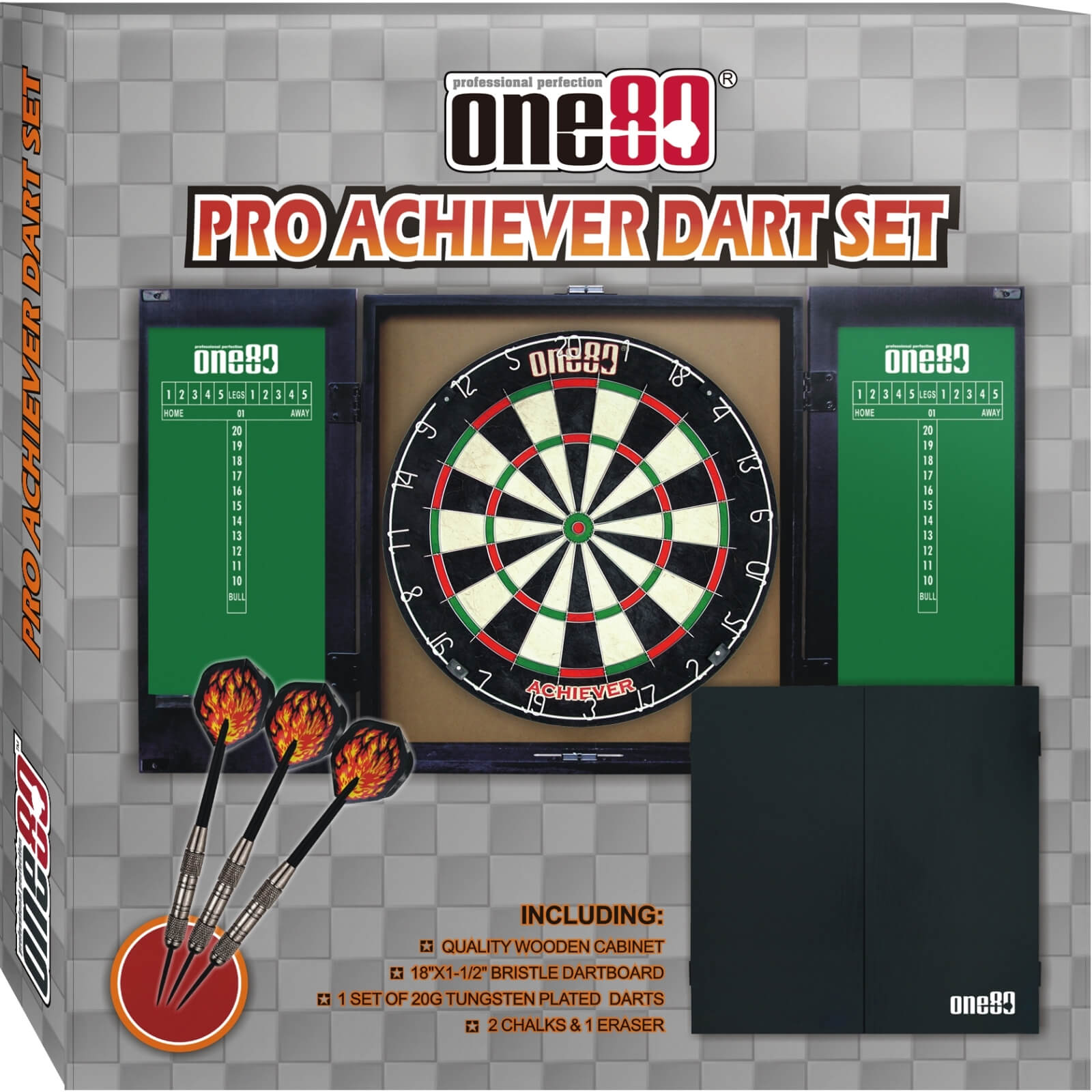 Dartboards - One80 - Pro Achiever Dartboard & Cabinet Set 