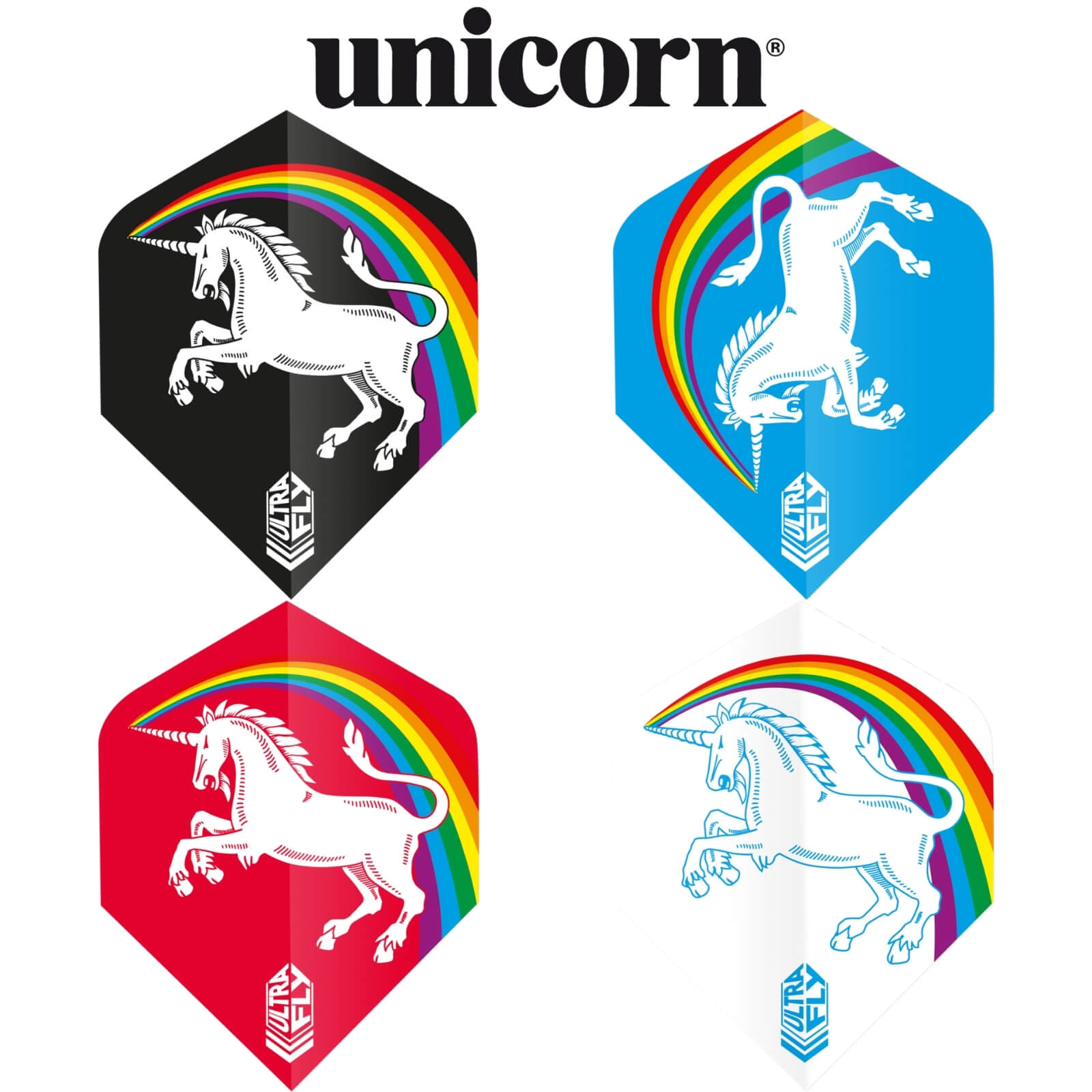 Dart Flights - Unicorn - Ultrafly Rainbow Unicorn - Standard Dart Flights 