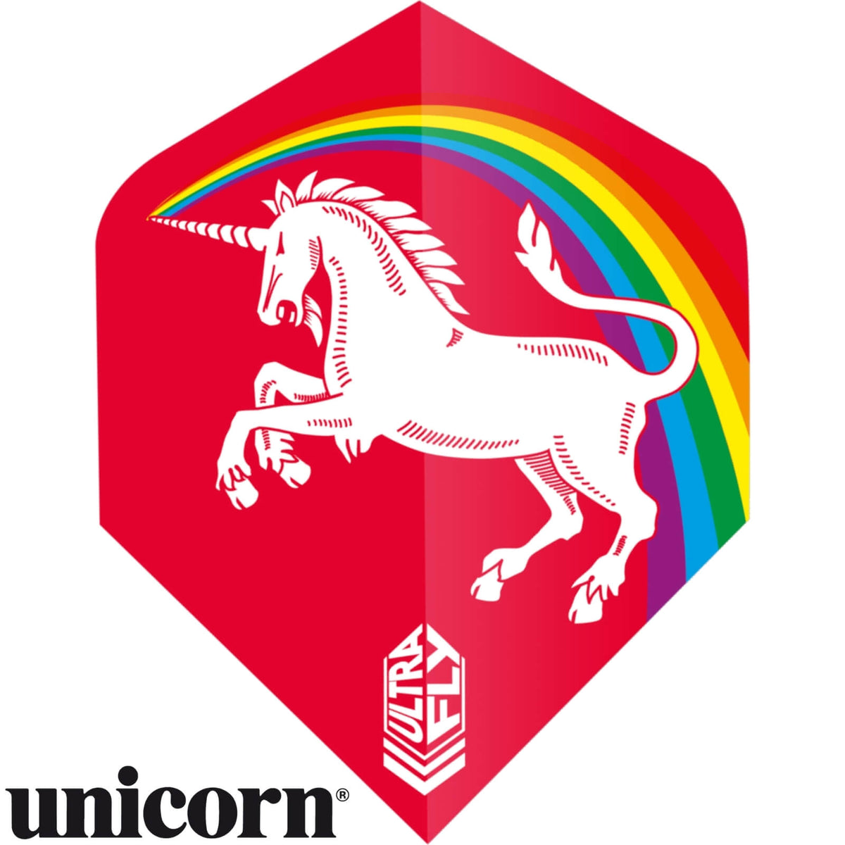 Dart Flights - Unicorn - Ultrafly Rainbow Unicorn - Standard Dart Flights Red