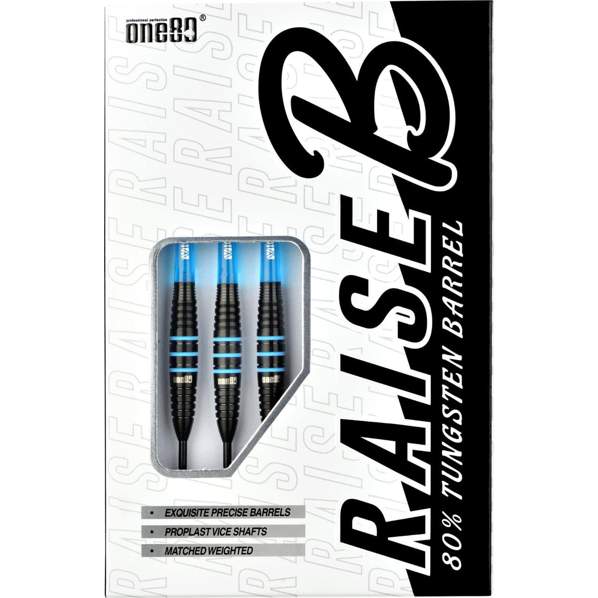 Darts - One80 - Raise B Darts - Aqua - Steel Tip - 80% Tungsten - 21g 23g 