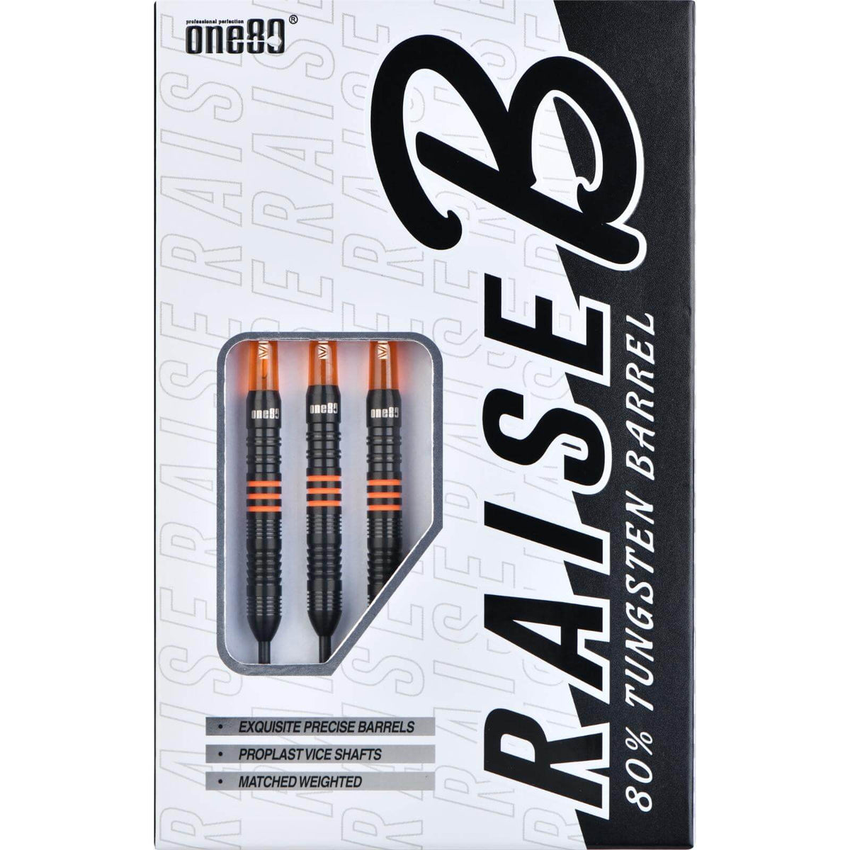 Darts - One80 - Raise B Darts - Orange - Steel Tip - 80% Tungsten - 21g 23g 
