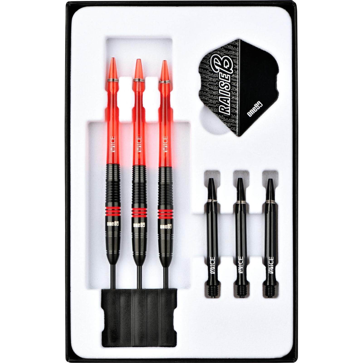 Darts - One80 - Raise B Darts - Red - Steel Tip - 80% Tungsten - 21g 23g 