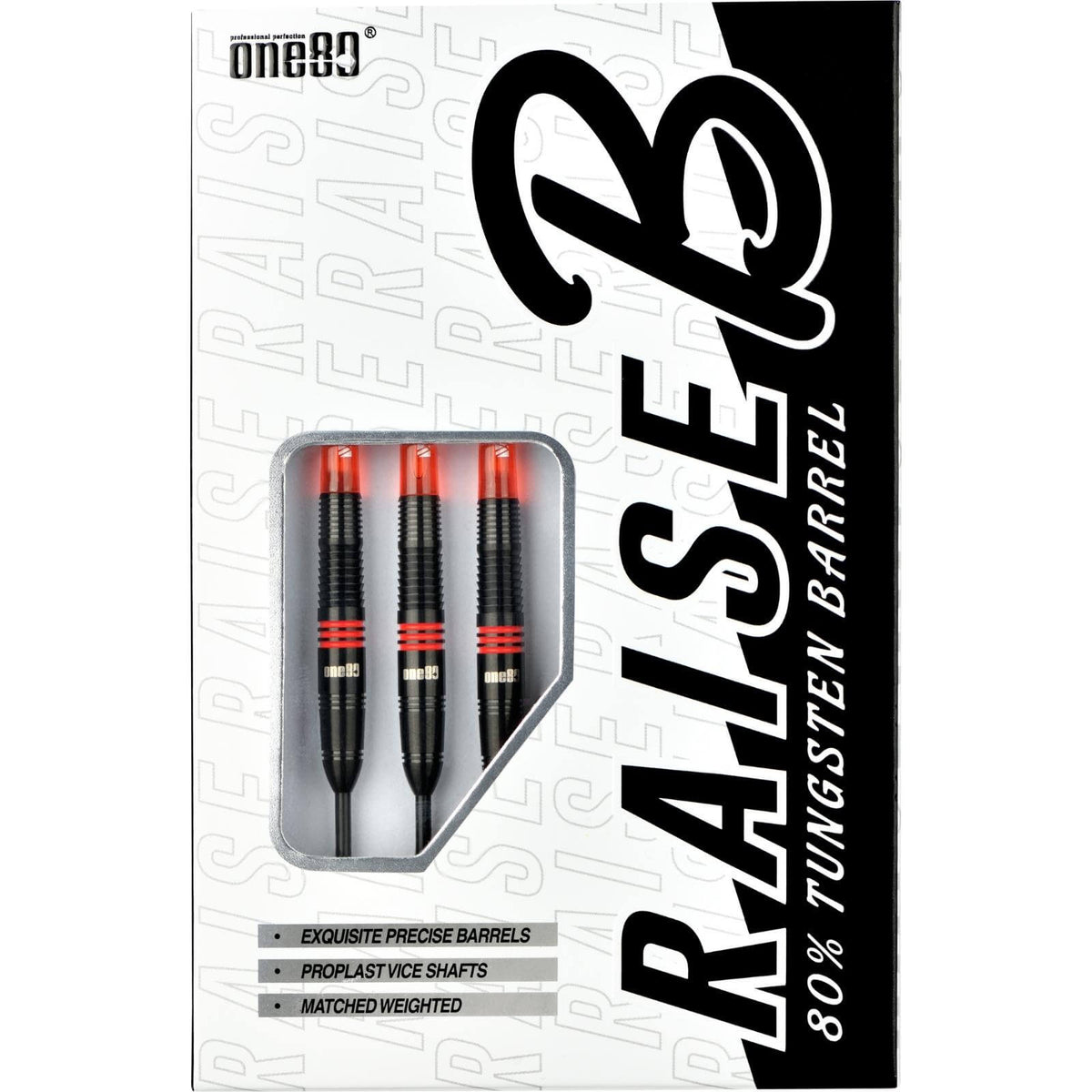 Darts - One80 - Raise B Darts - Red - Steel Tip - 80% Tungsten - 21g 23g 