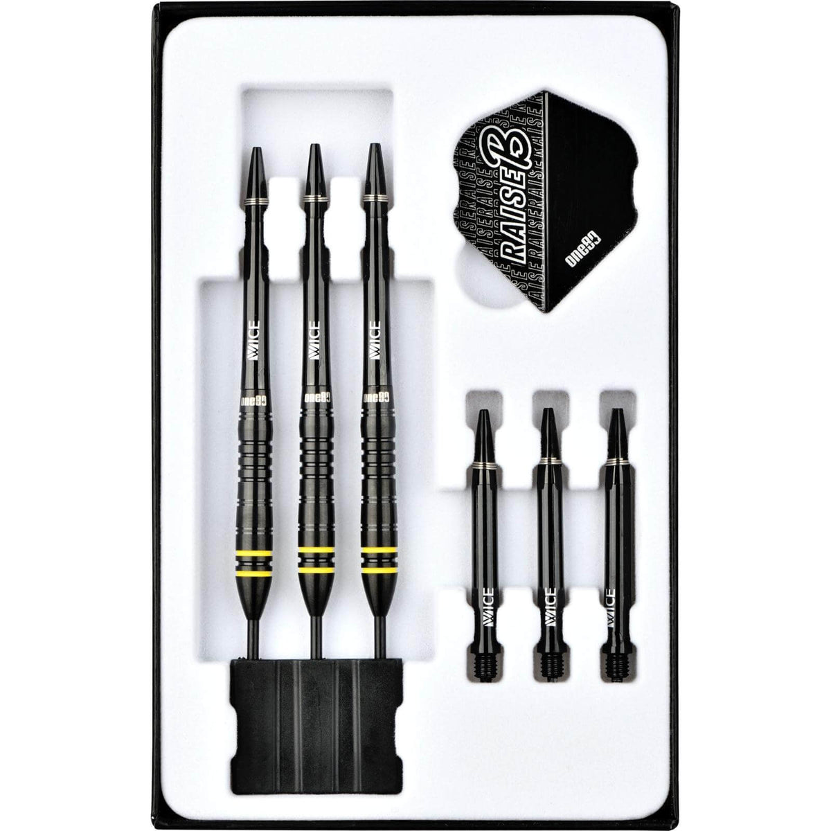 Darts - One80 - Raise B Darts - Yellow - Steel Tip - 80% Tungsten - 21g 23g 