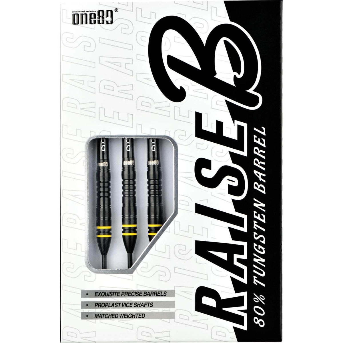 Darts - One80 - Raise B Darts - Yellow - Steel Tip - 80% Tungsten - 21g 23g 
