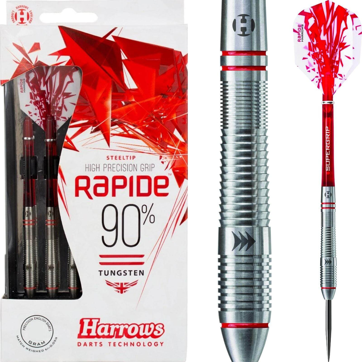 Darts - Harrows - Rapide Front Weighted Darts - Steel Tip - 90% Tungsten - 22g 24g 26g 
