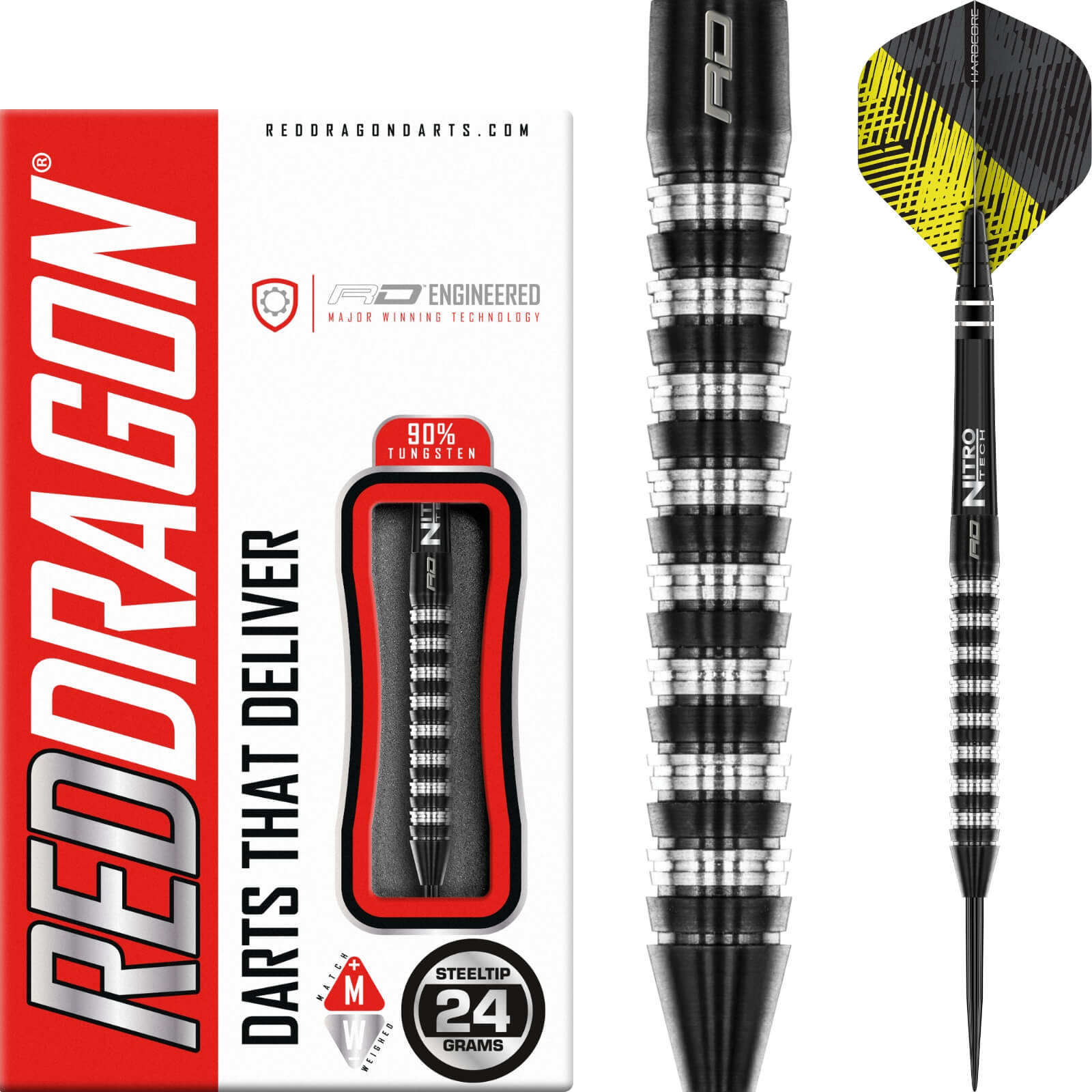 Darts - Red Dragon - Razor Edge Elite Darts - Steel Tip - 90% Tungsten - 22g 24g 26g 