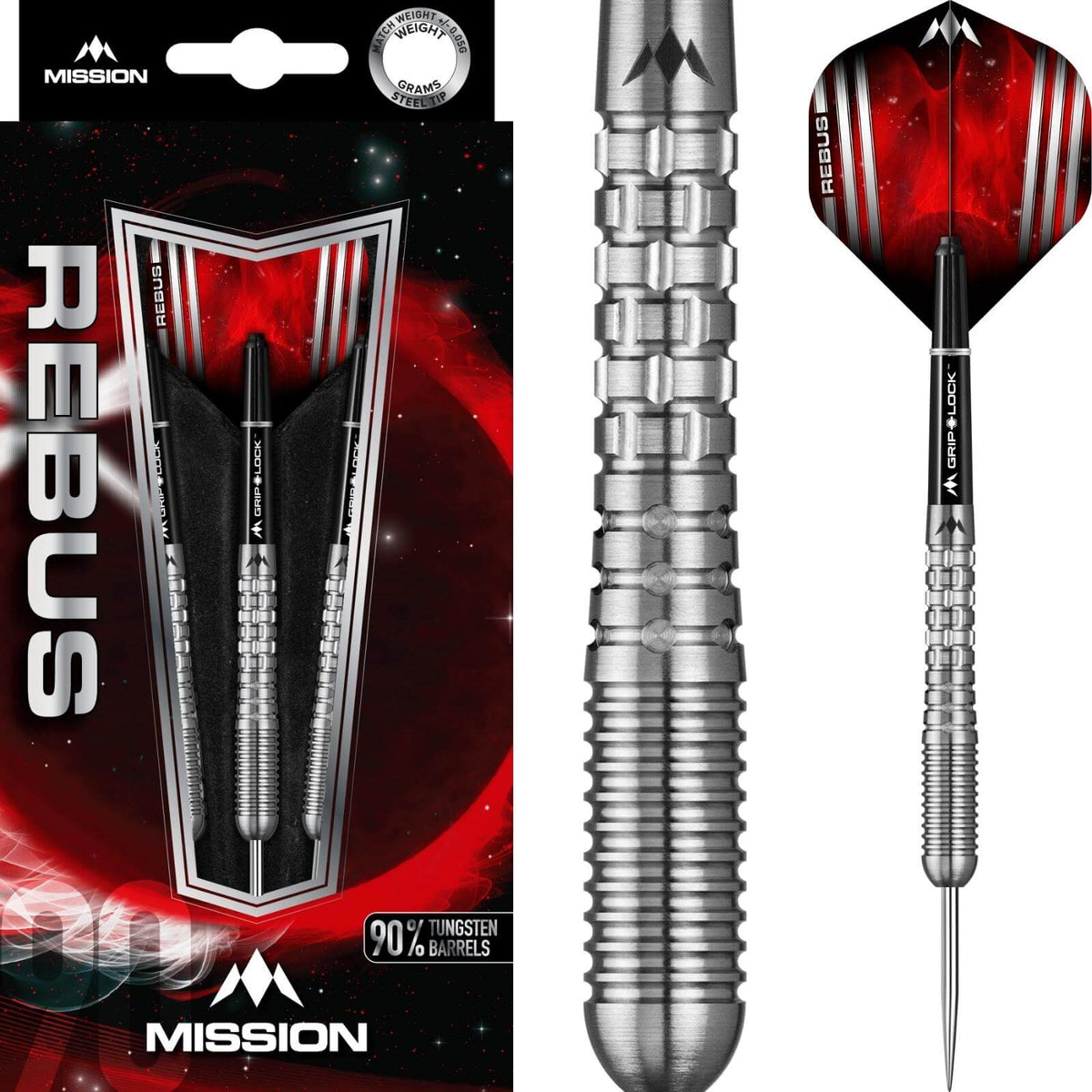 Darts - Mission - Rebus M2 Darts - Steel Tip - 90% Tungsten - 21g 23g 25g 