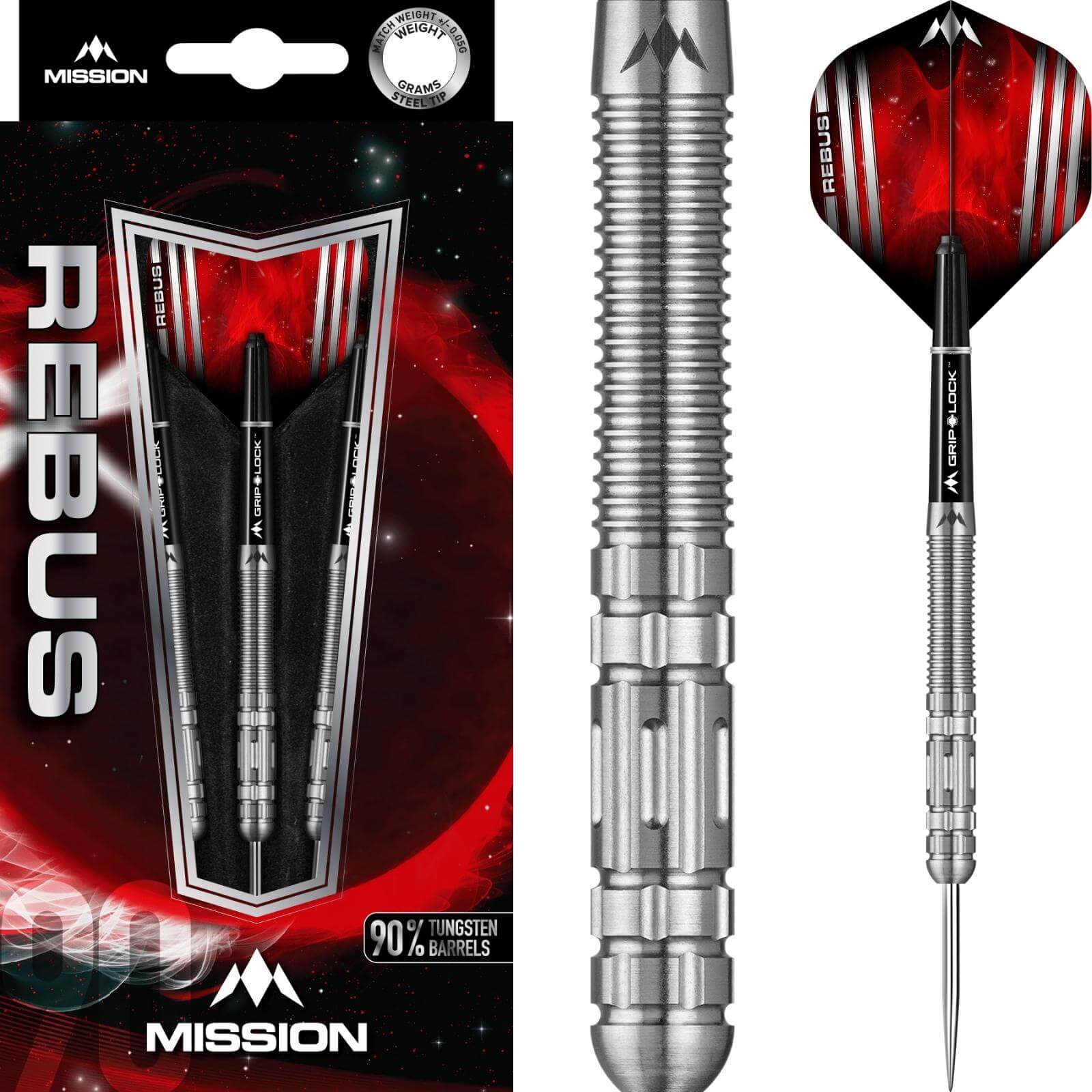 Darts - Mission - Rebus M4 Darts - Steel Tip - 90% Tungsten - 22g 24g 26g 