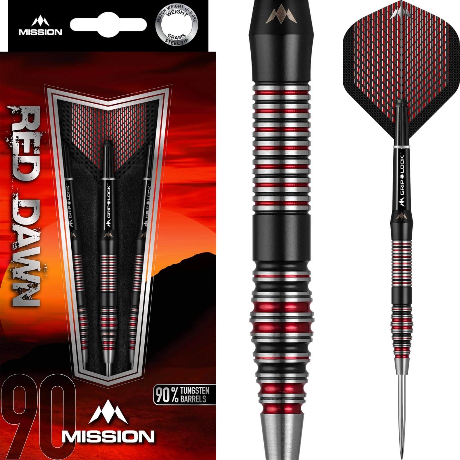 Darts - Mission - Red Dawn M4 Darts - Steel Tip - 90% Tungsten - 22g 24g 