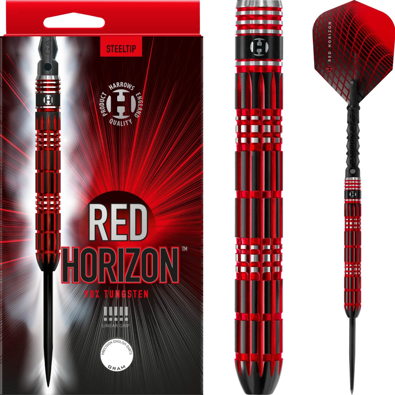 Darts - Harrows - Red Horizon Darts - Steel Tip - 90% Tungsten - 21g 22g 23g 24g 25g 26g 