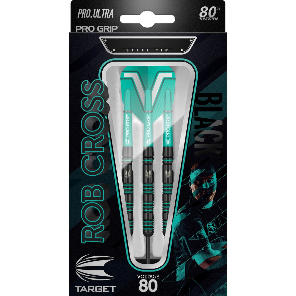 Darts - Target - Rob Cross Black 80 Series Darts - Steel Tip - 80% Tungsten - 22g 24g 