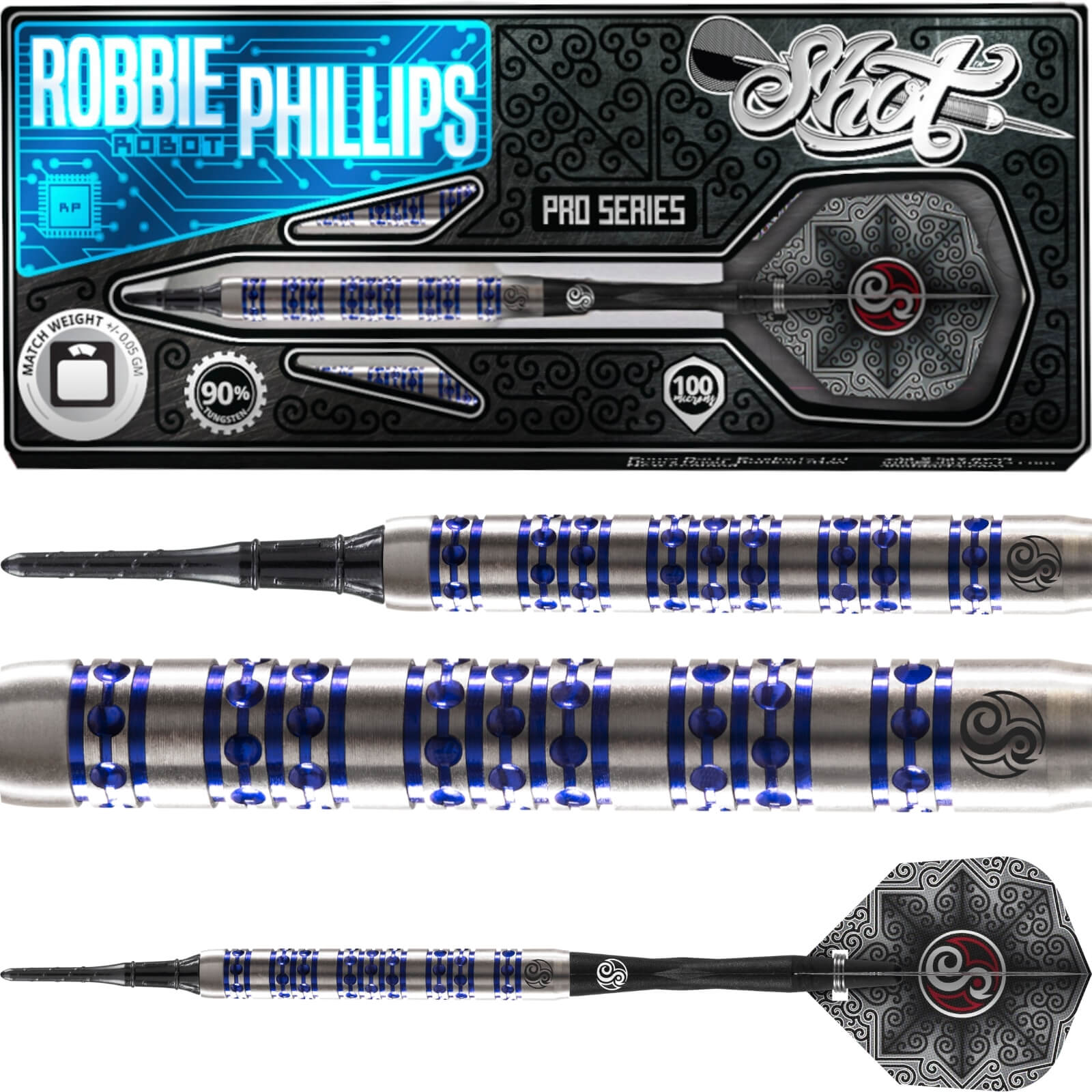 Darts - Shot - Robbie Phillips Darts - Soft Tip - 90% Tungsten - 18g 