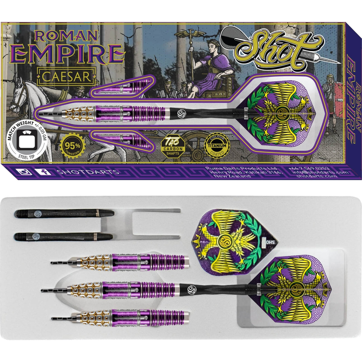 Darts - Shot - Roman Empire Caesar Darts - Steel Tip - 95% Tungsten - 23g 24g 25g 