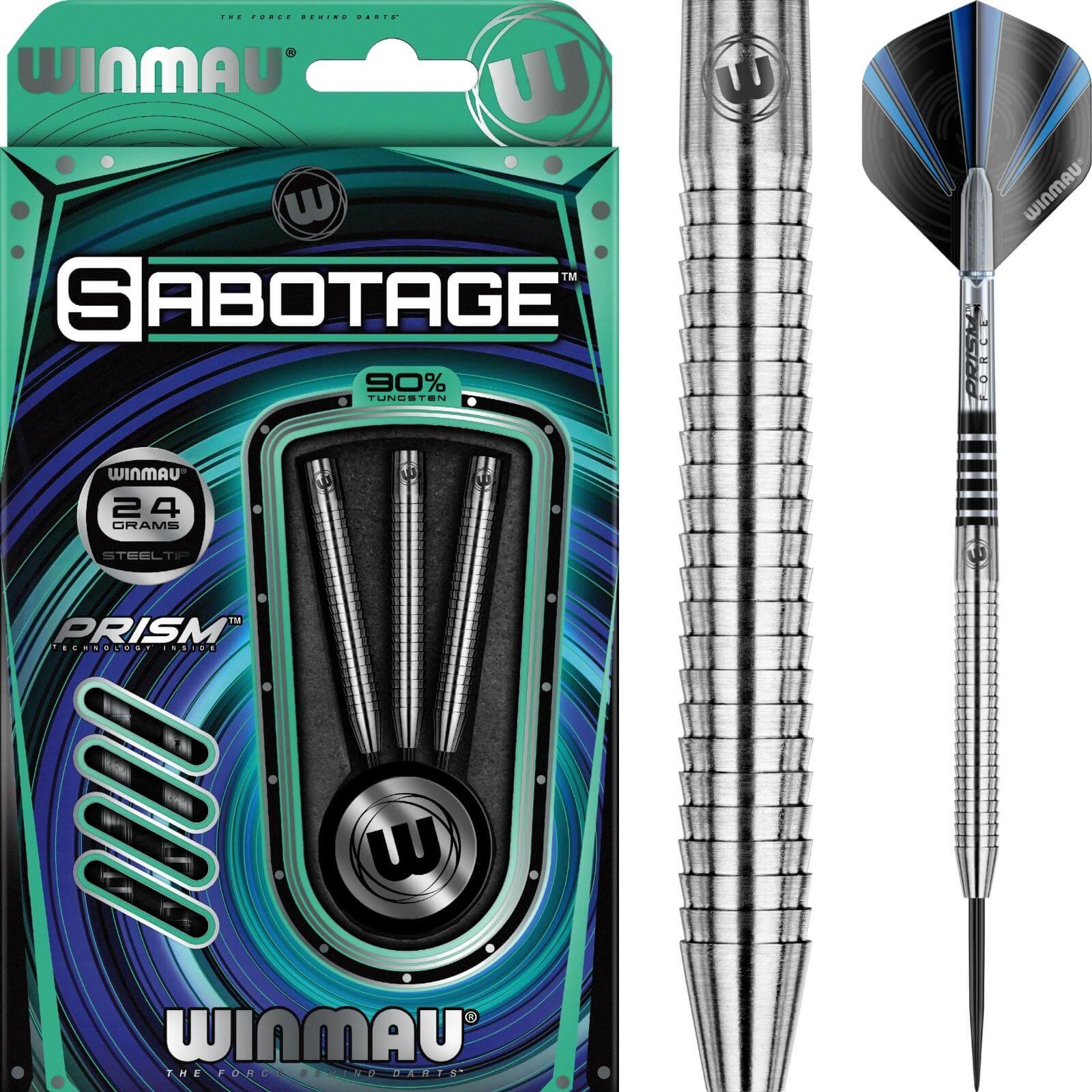 Darts - Winmau - Sabotage Darts - Steel Tip - 90% Tungsten - 22g 24g 26g 