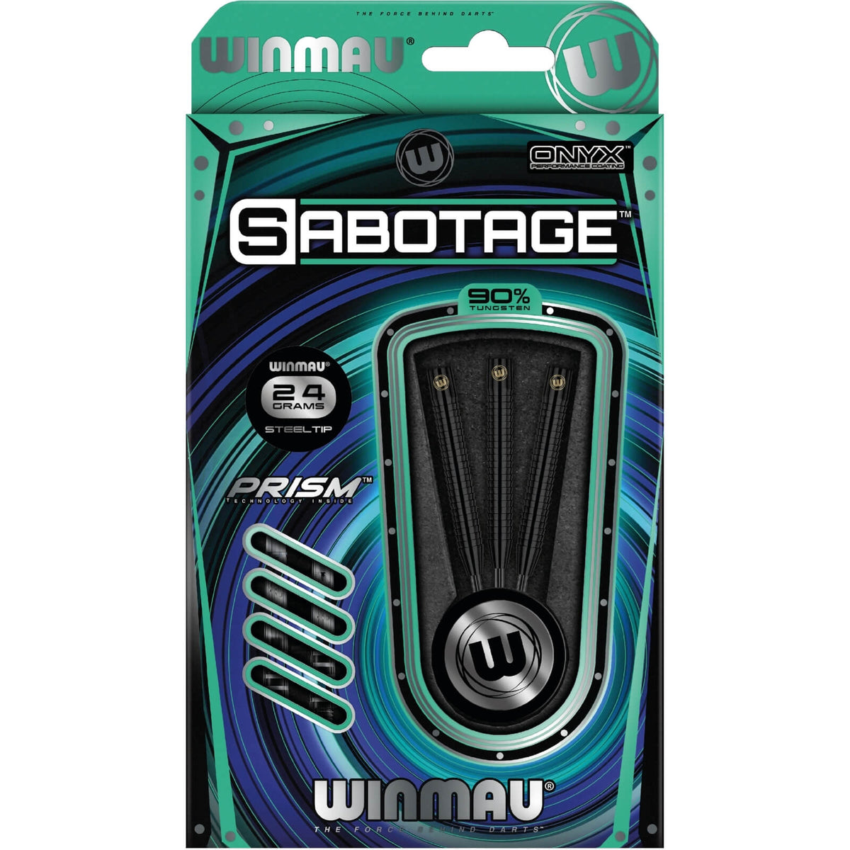 Darts - Winmau - Sabotage Black Darts - Steel Tip - 90% Tungsten - 22g 24g 26g 
