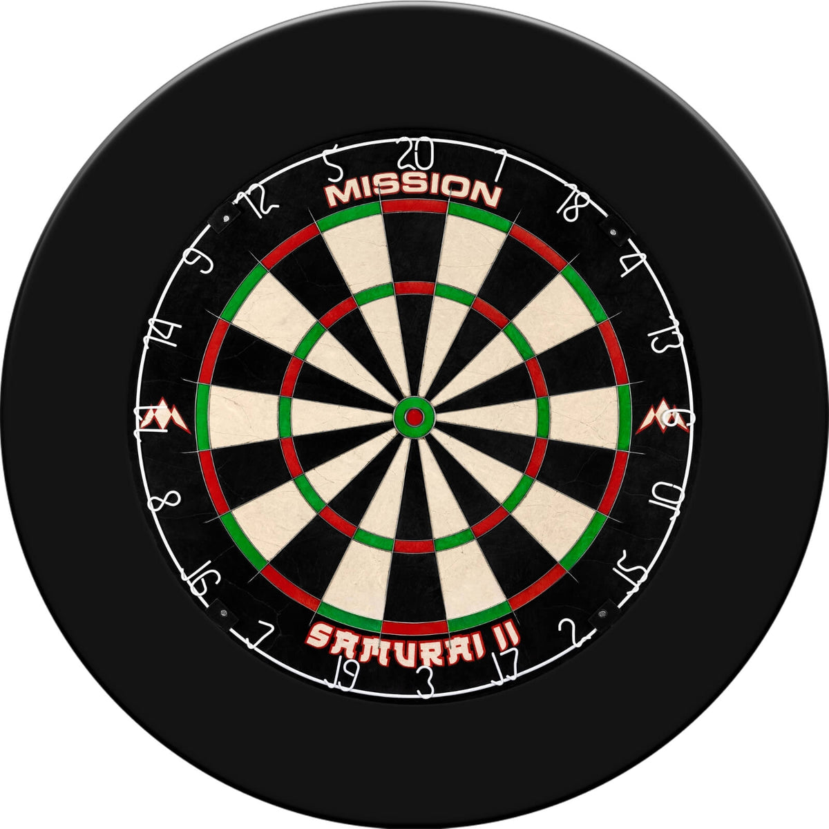 Dartboards - Mission - Samurai II Dartboard &amp; Plain Surround Package Black