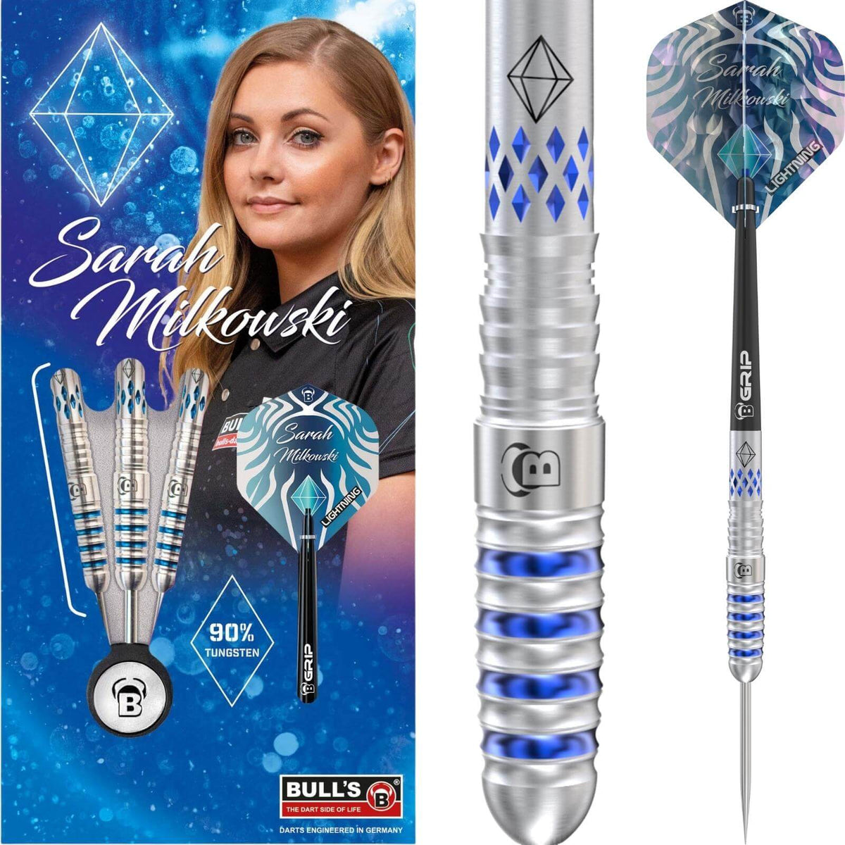 Darts - BULL&#39;S - Sarah Milkowski Darts - Steel Tip - 90% Tungsten - 22g 