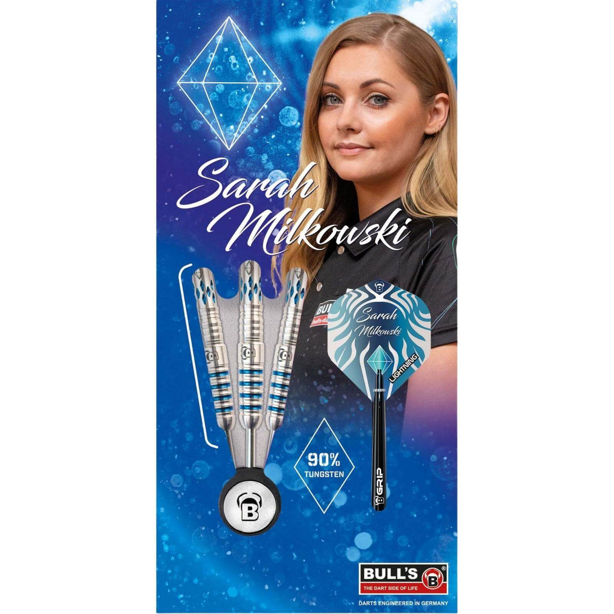 Darts - BULL&#39;S - Sarah Milkowski Darts - Steel Tip - 90% Tungsten - 22g 