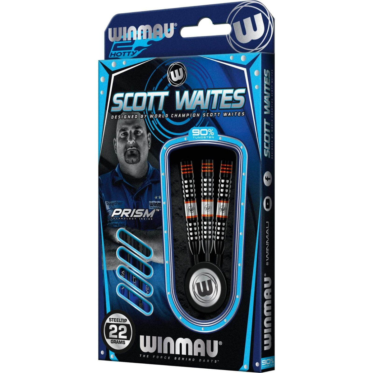 Darts - Winmau - Scott Waites Darts - Steel Tip - 90% Tungsten - 22g 24g 