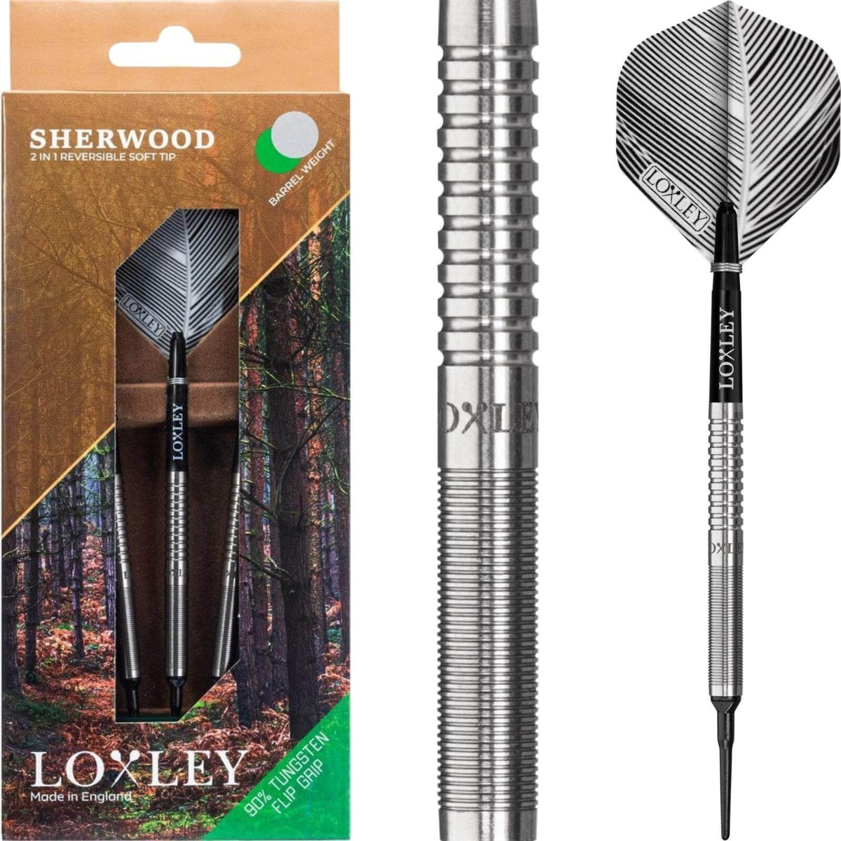 Darts - Loxley - Sherwood Darts - Flip Grip - Soft Tip - 90% Tungsten - 18g 
