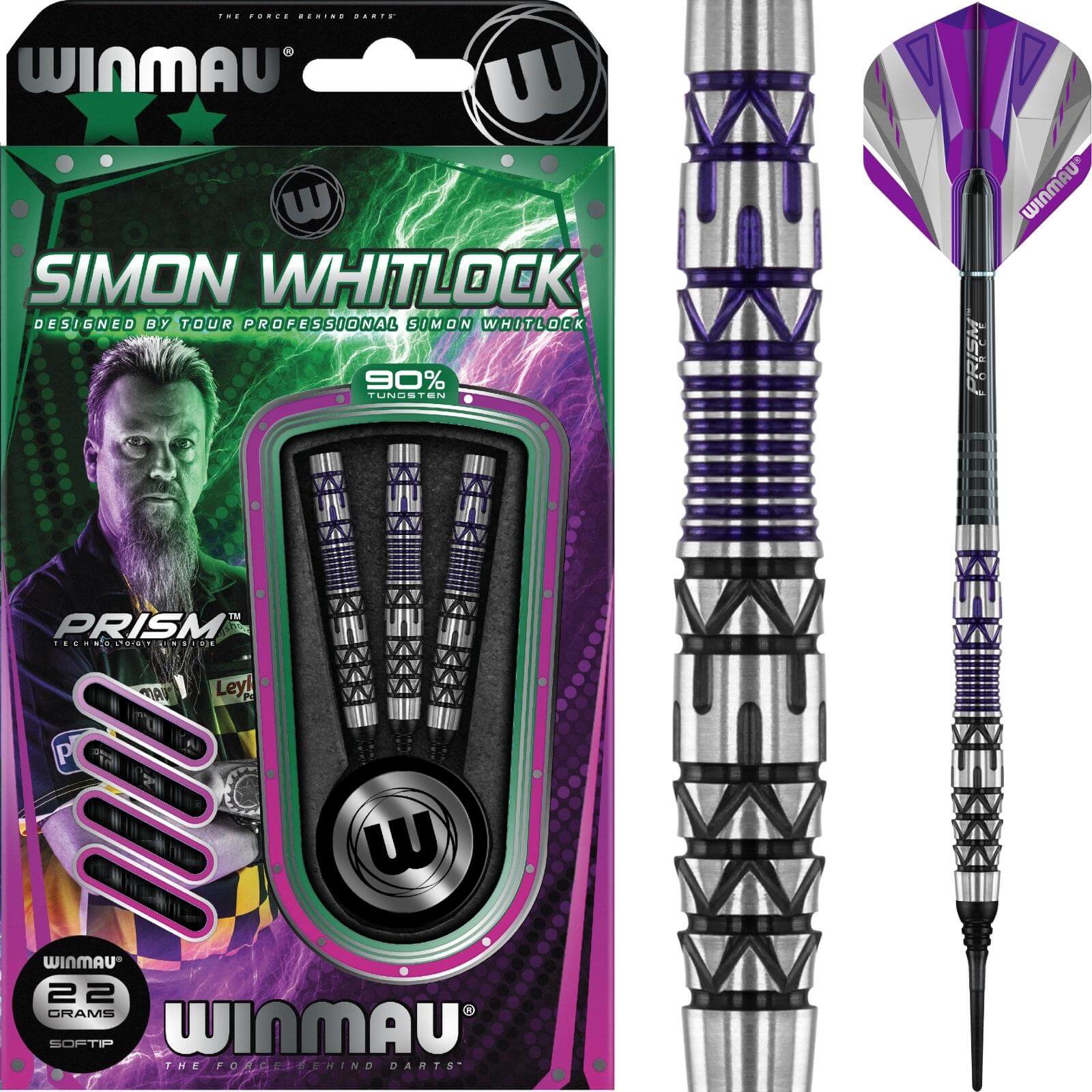 Darts - Winmau - Simon Whitlock Special Edition Darts - Soft Tip - 90% Tungsten - 22g 
