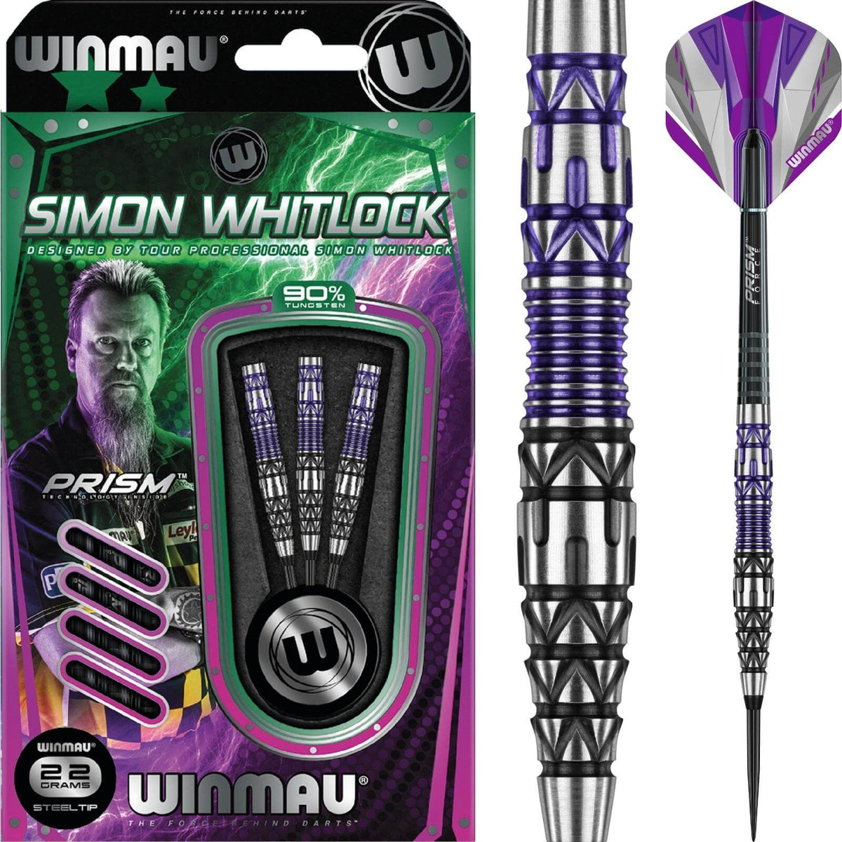 Darts - Winmau - Simon Whitlock Special Edition Darts - Steel Tip - 90% Tungsten - 22g 24g 