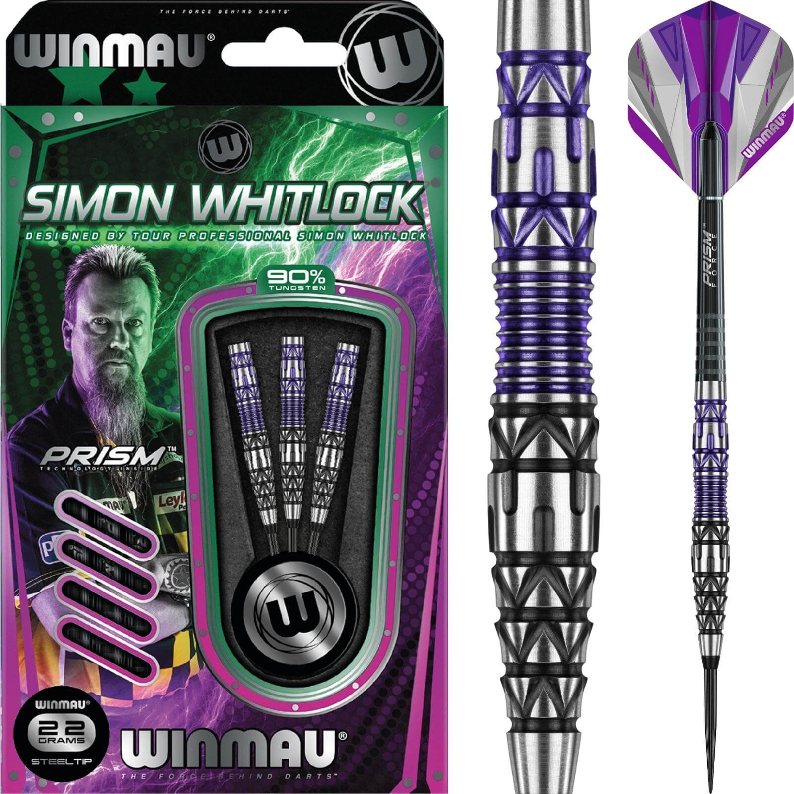 Darts - Winmau - Simon Whitlock Special Edition Darts - Steel Tip - 90% Tungsten - 22g 24g 