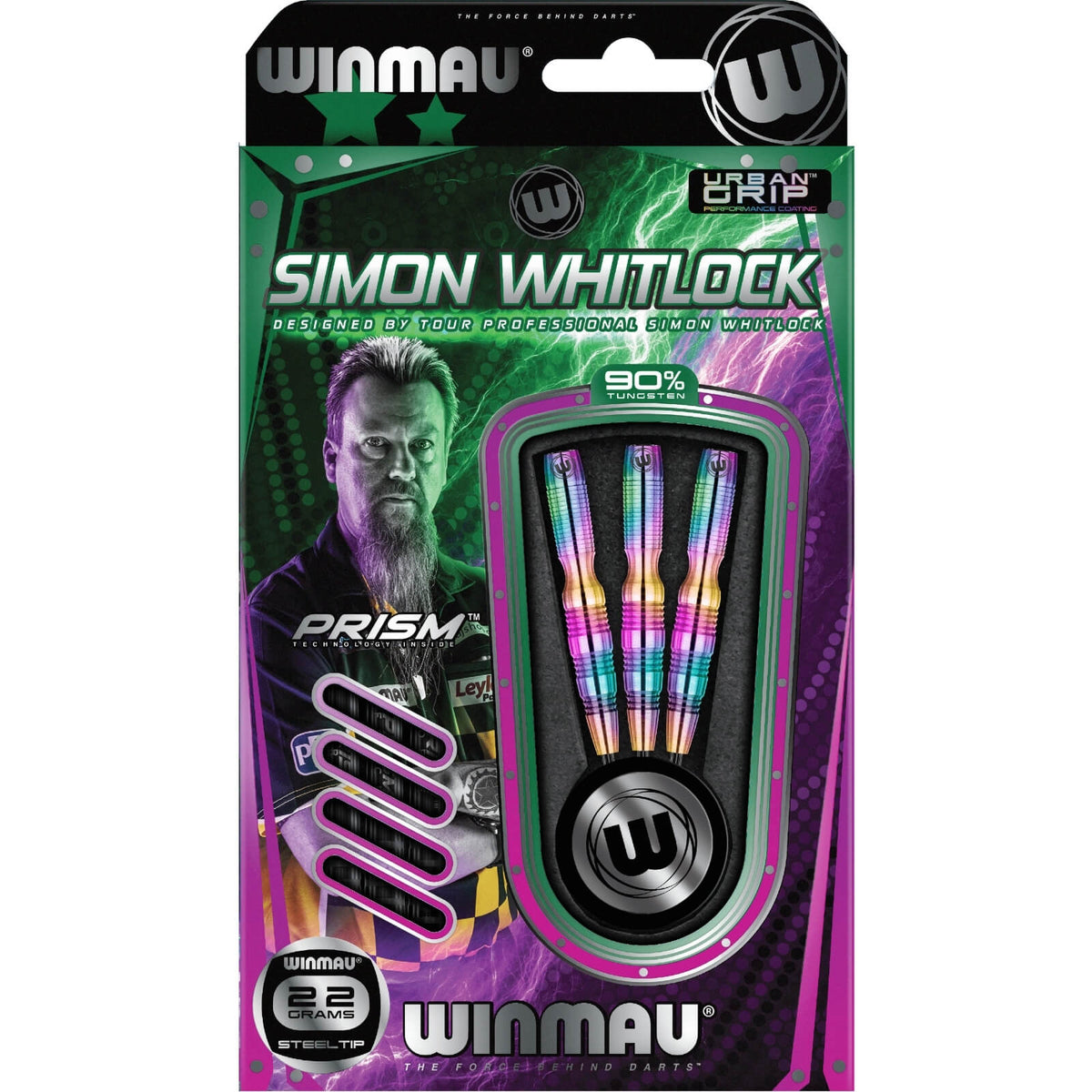 Darts - Winmau - Simon Whitlock Urban Grip Darts - Steel Tip - 90% Tungsten - 22g 24g 