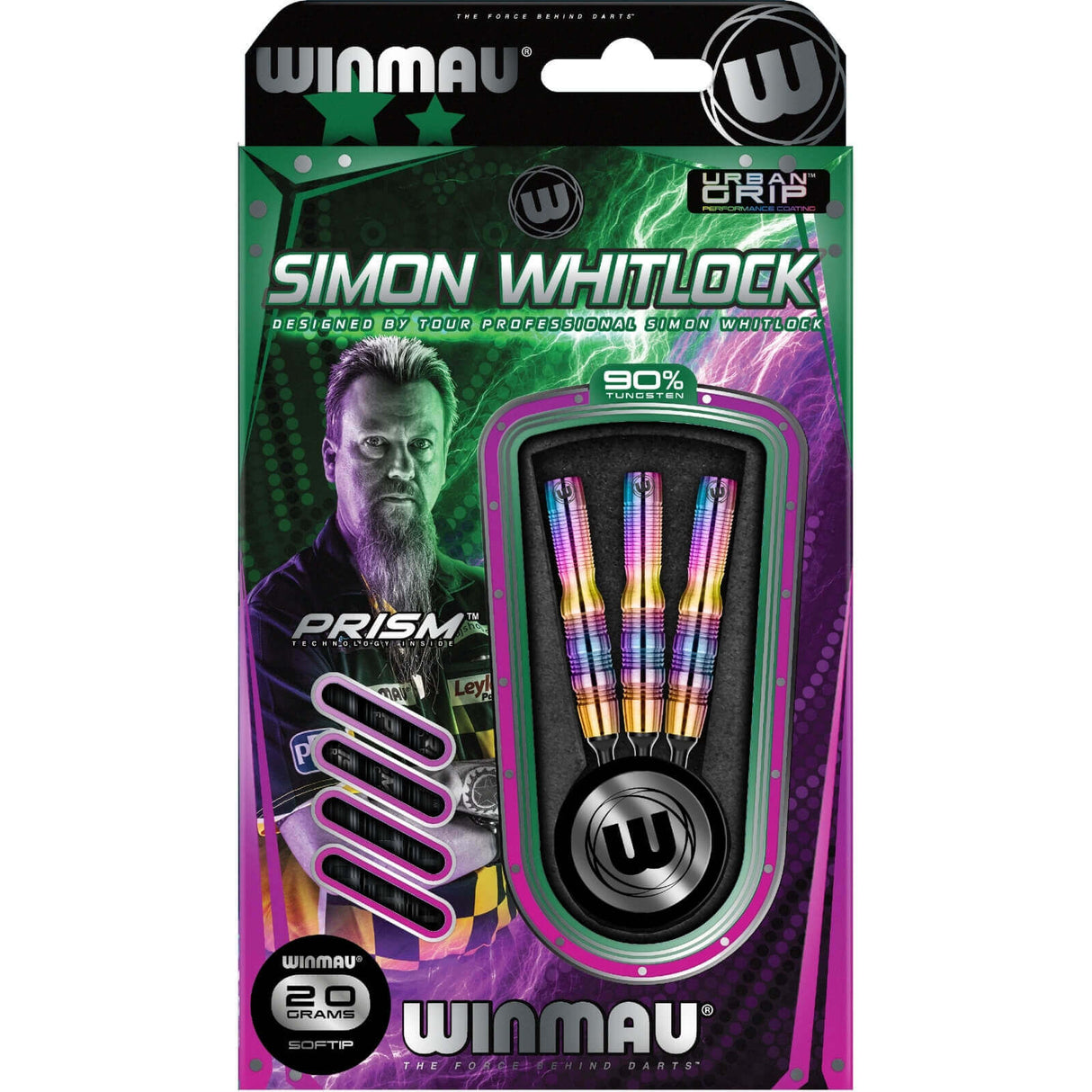 Winmau - Simon Whitlock Urban Grip Darts - Soft Tip - 90% Tungsten - 20g -