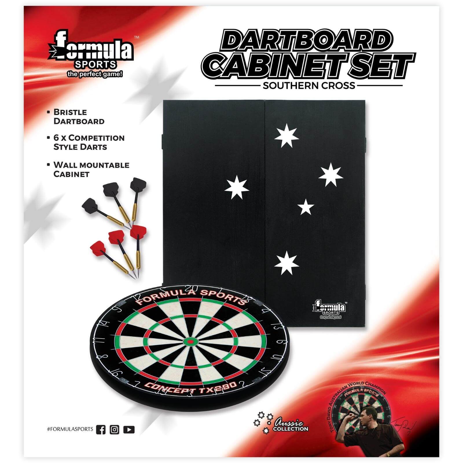 Dartboards - Formula Sports - Southern Cross Dartboard & Cabinet Set 