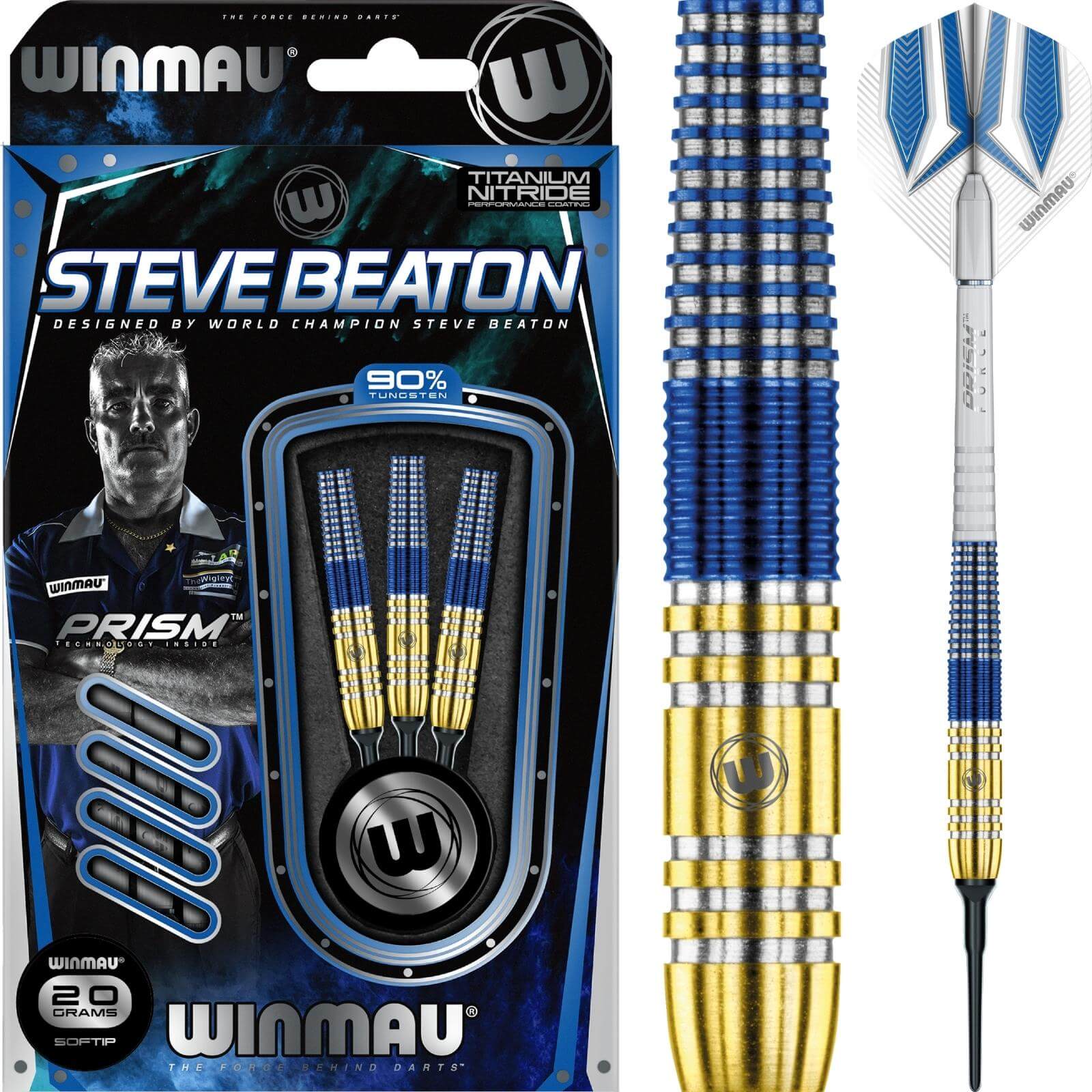 Darts - Winmau - Steve Beaton Darts - Soft Tip - 90% Tungsten - 20g 