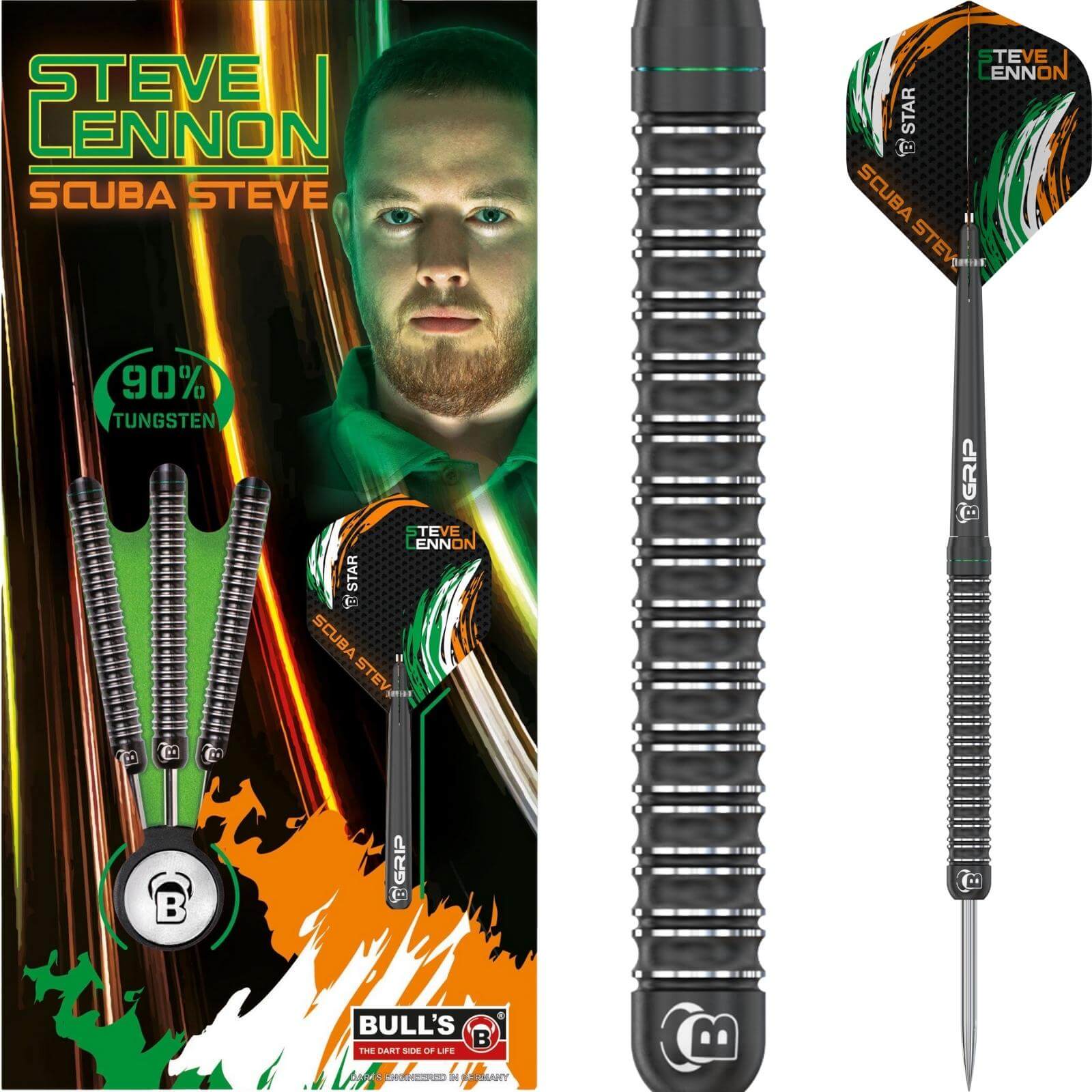 Darts - BULL'S - Steve Lennon Darts - Steel Tip - 90% Tungsten - 22g 24g 