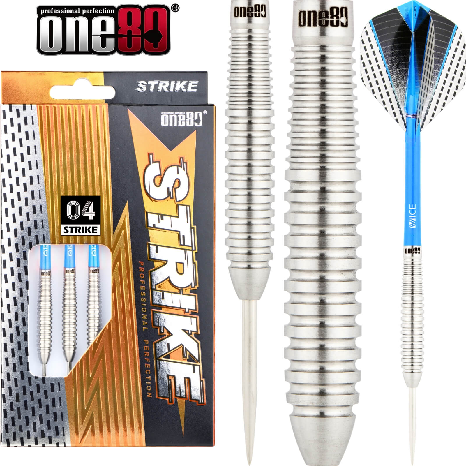 Darts - One80 - Strike 04 Darts - Steel Tip - 80% Tungsten - 22g 24g 